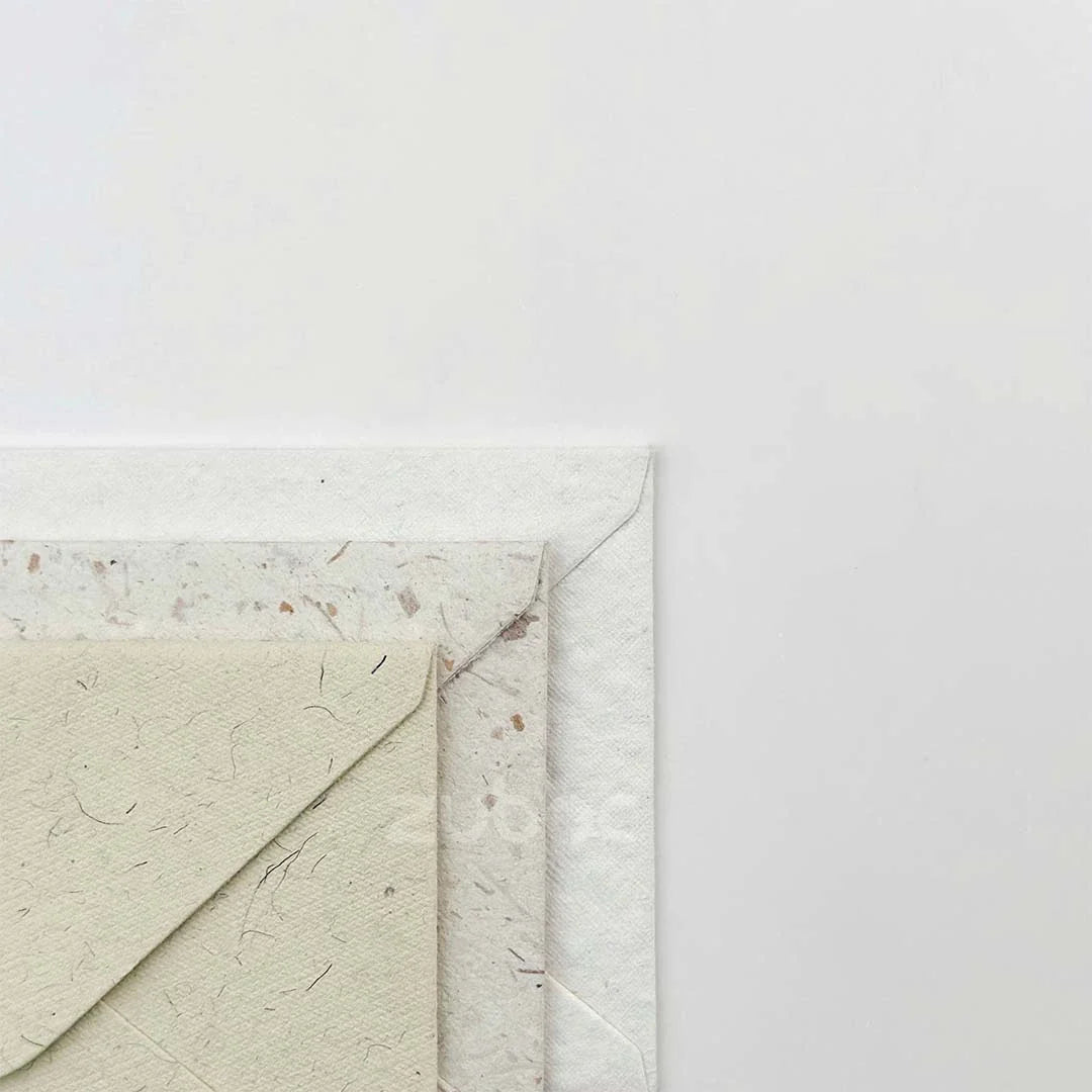 Shades of Dove C7 counter flap envelopes set of 3 in handmade white, seed paper, and cream white from Zuboc ? premium handmade papers for weddings, gifting, eco-themed events, and creative stationery-3