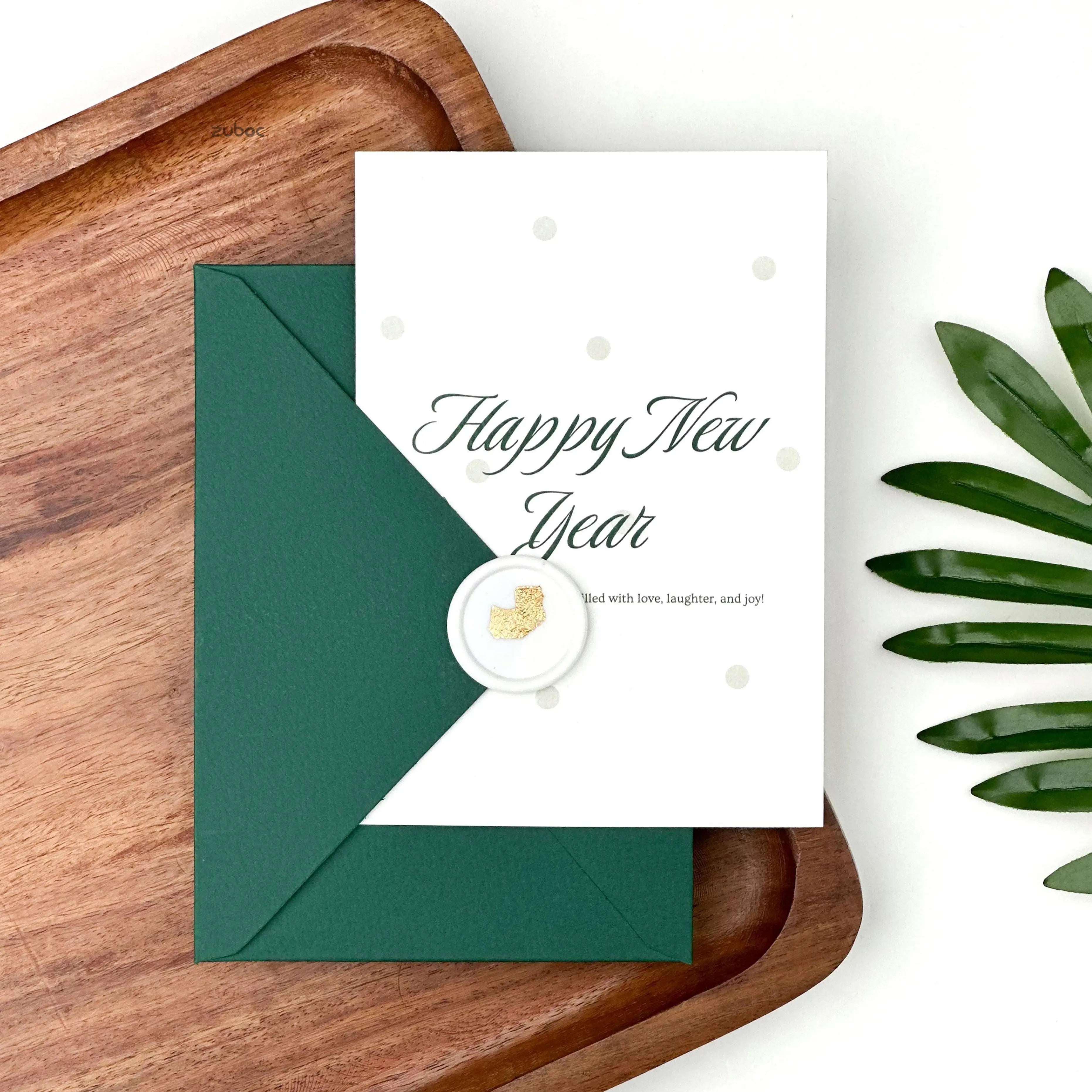 Personalized Green Winter New Year Card