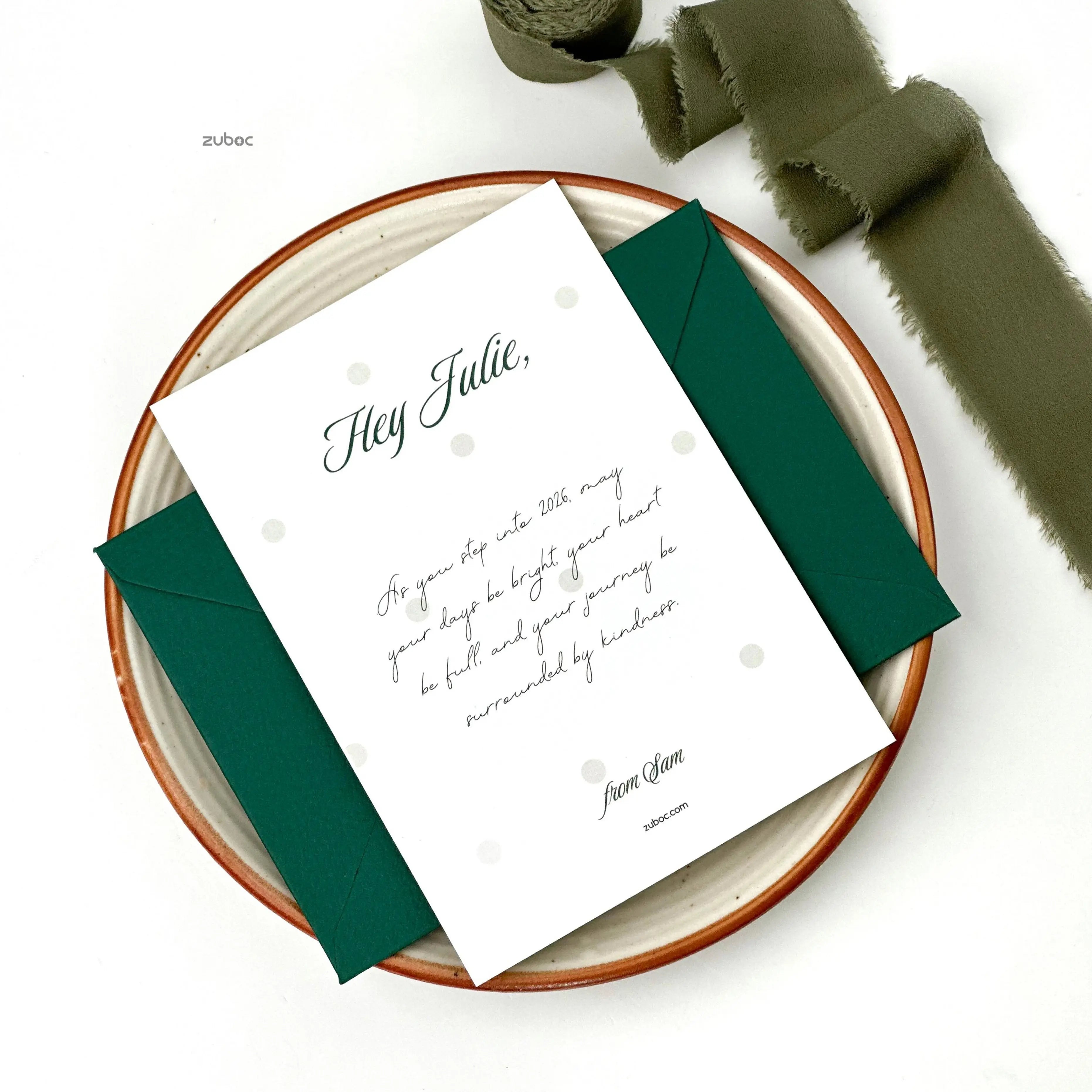 Personalized Green Winter New Year Card