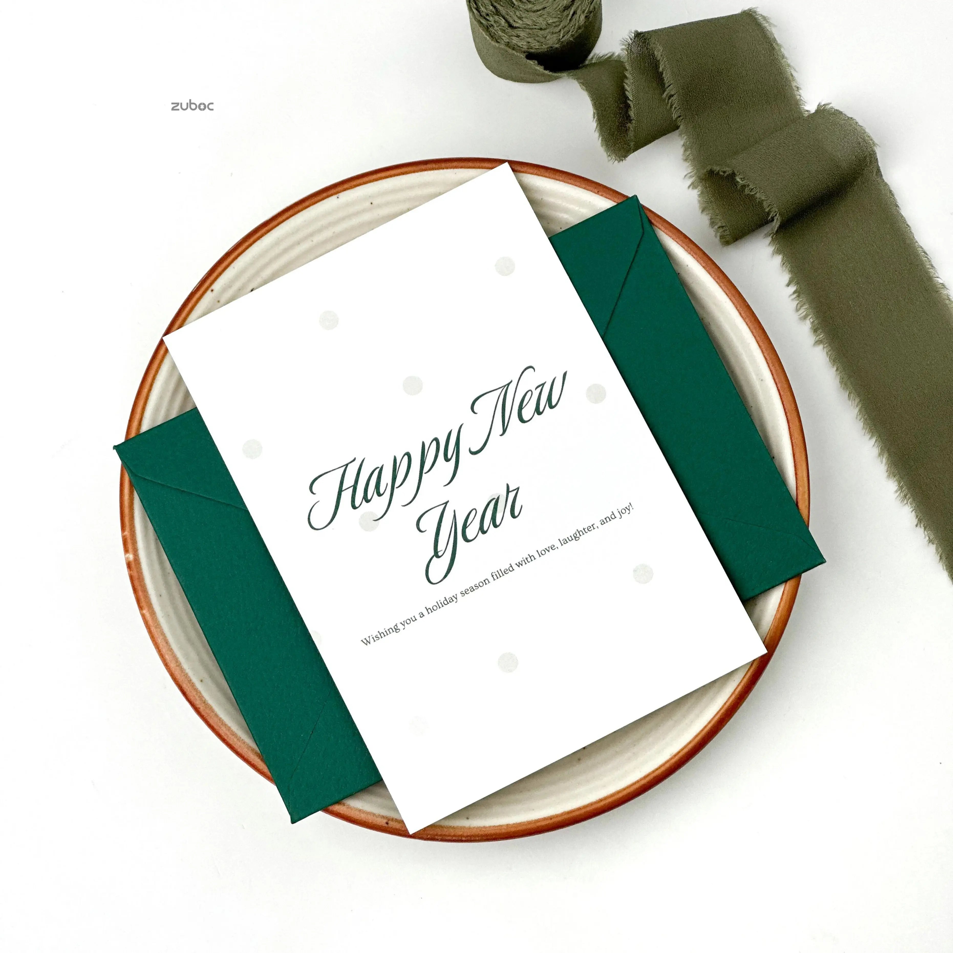 Personalized Green Winter New Year Card