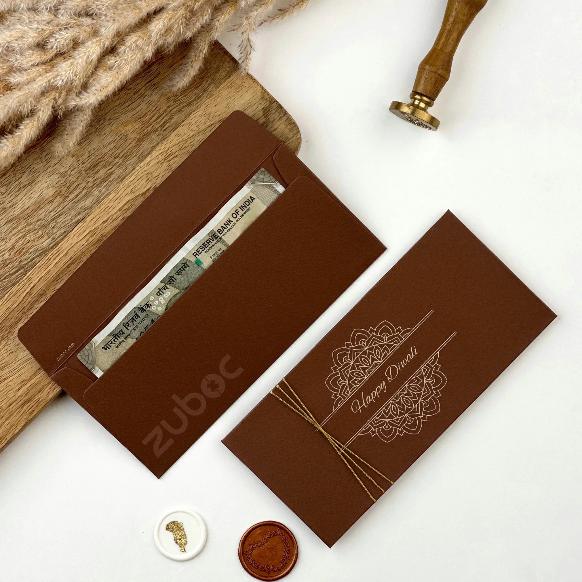 Brown Mandala Money / Shagun Envelope (Set of 5)
