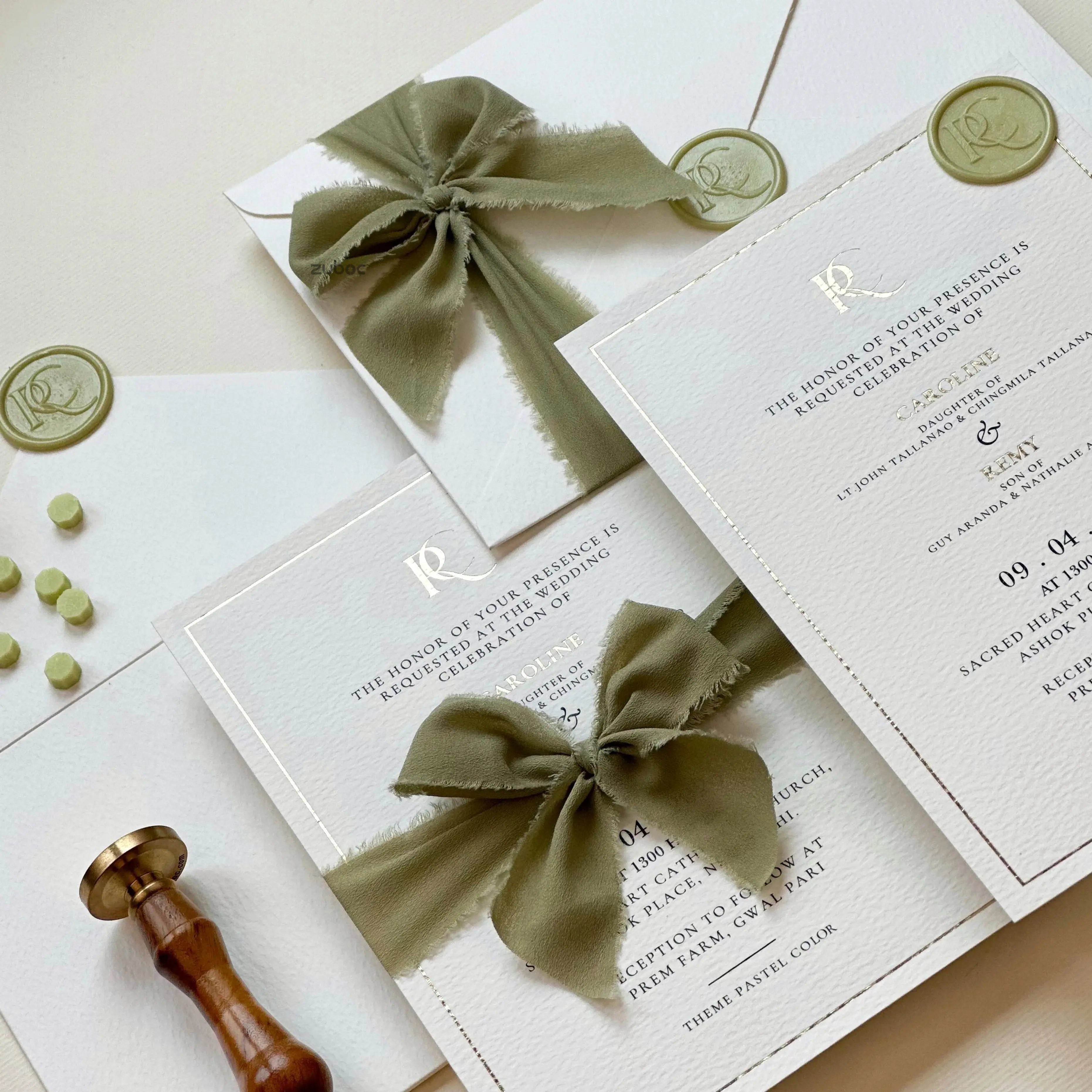 Customized You & Me Gold Foil Wedding Invites (Set of 50)