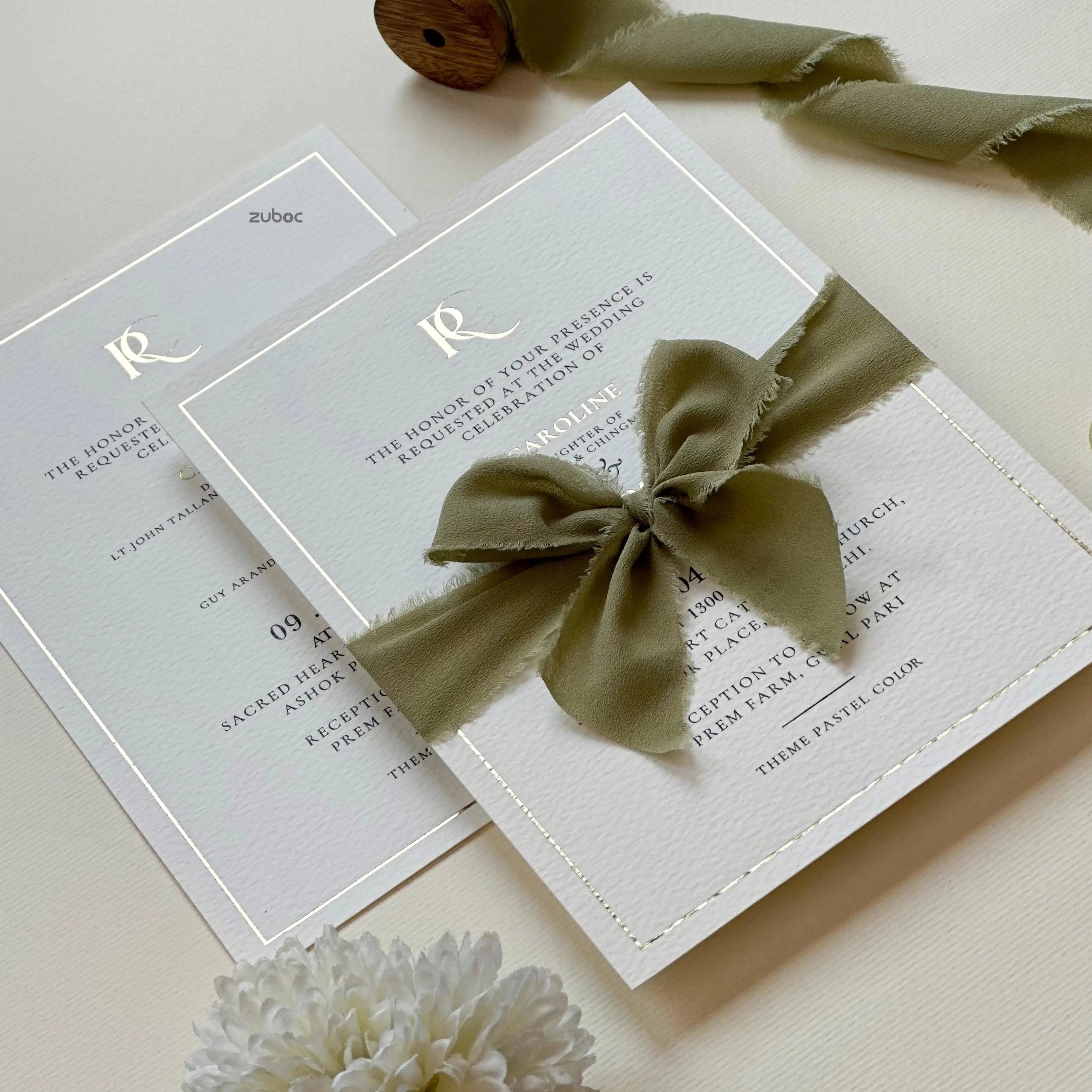 Customized You & Me Gold Foil Wedding Invites (Set of 50)