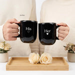 Zuboc Customized His and Hers Classic Mini Ceramic Coffee Mug Set /For Gifting- Black