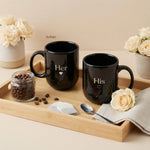 Zuboc Customized His and Hers Classic Mini Ceramic Coffee Mug Set /For Gifting- Black