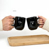 Zuboc Customized His and Hers Classic Mini Ceramic Coffee Mug Set /For Gifting- Black
