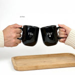 Zuboc Customized His and Hers Classic Mini Ceramic Coffee Mug Set /For Gifting- Black