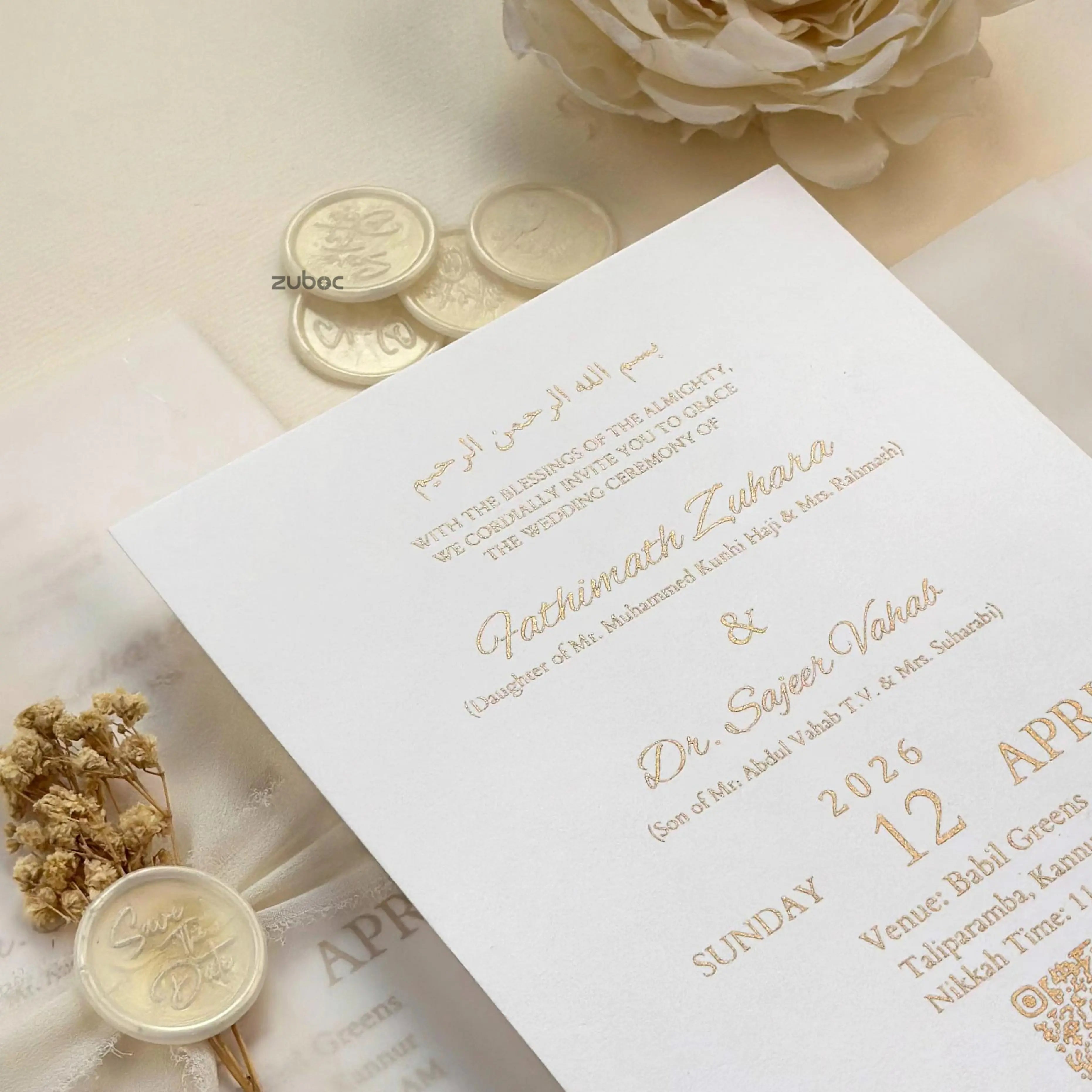 Vintage Blooms Wedding Invitation Suites (Set of 50)