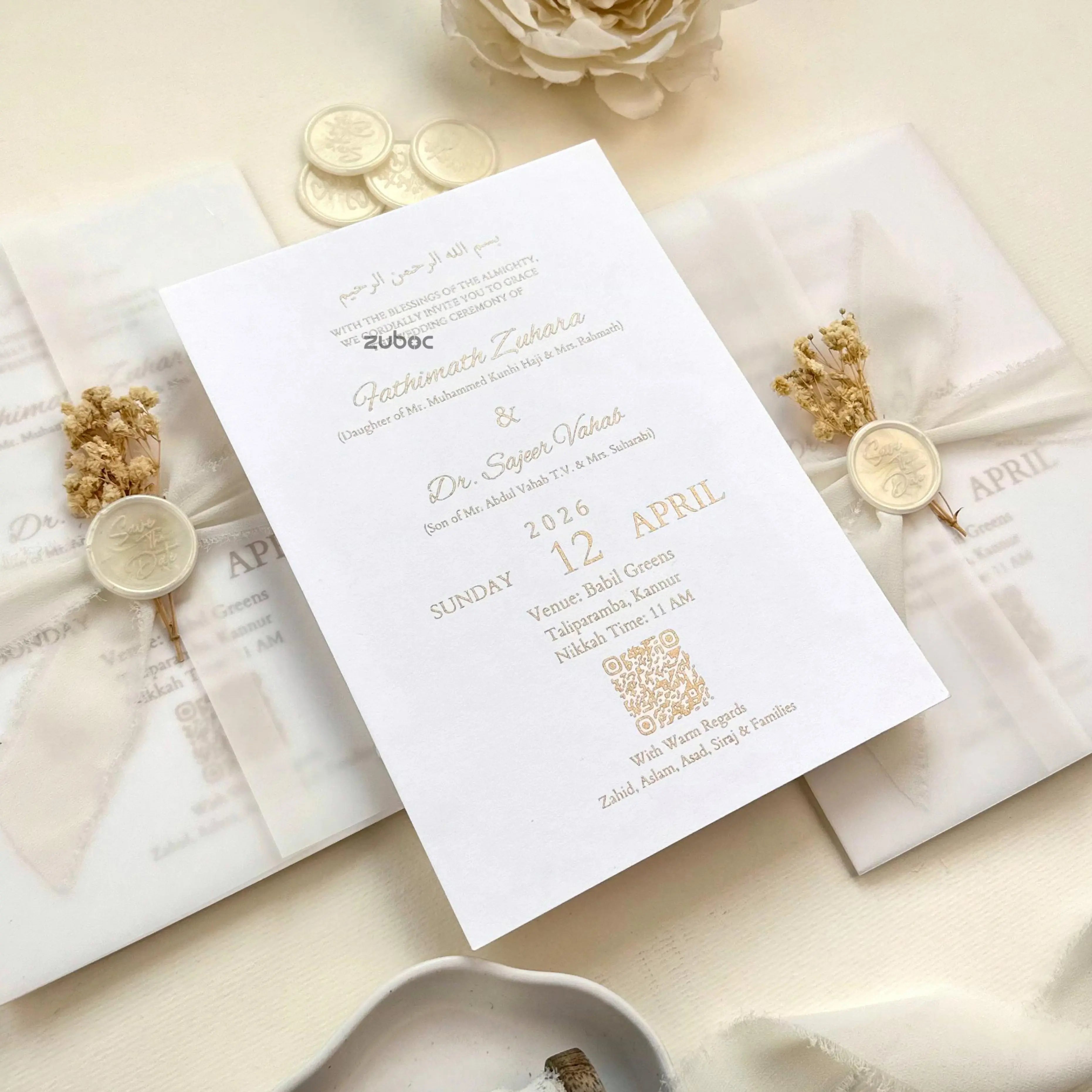Vintage Blooms Wedding Invitation Suites (Set of 50)