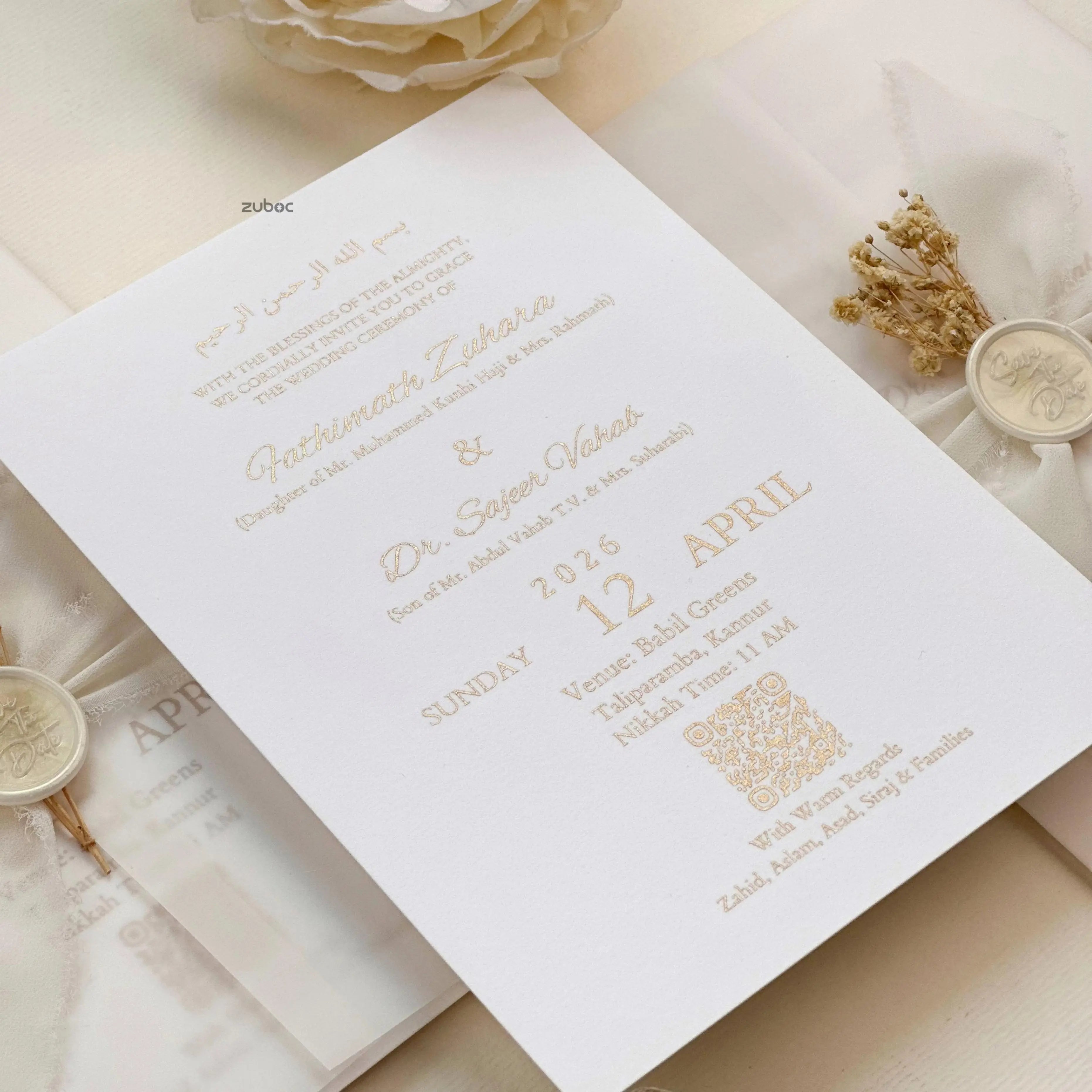 Vintage Blooms Wedding Invitation Suites (Set of 50)