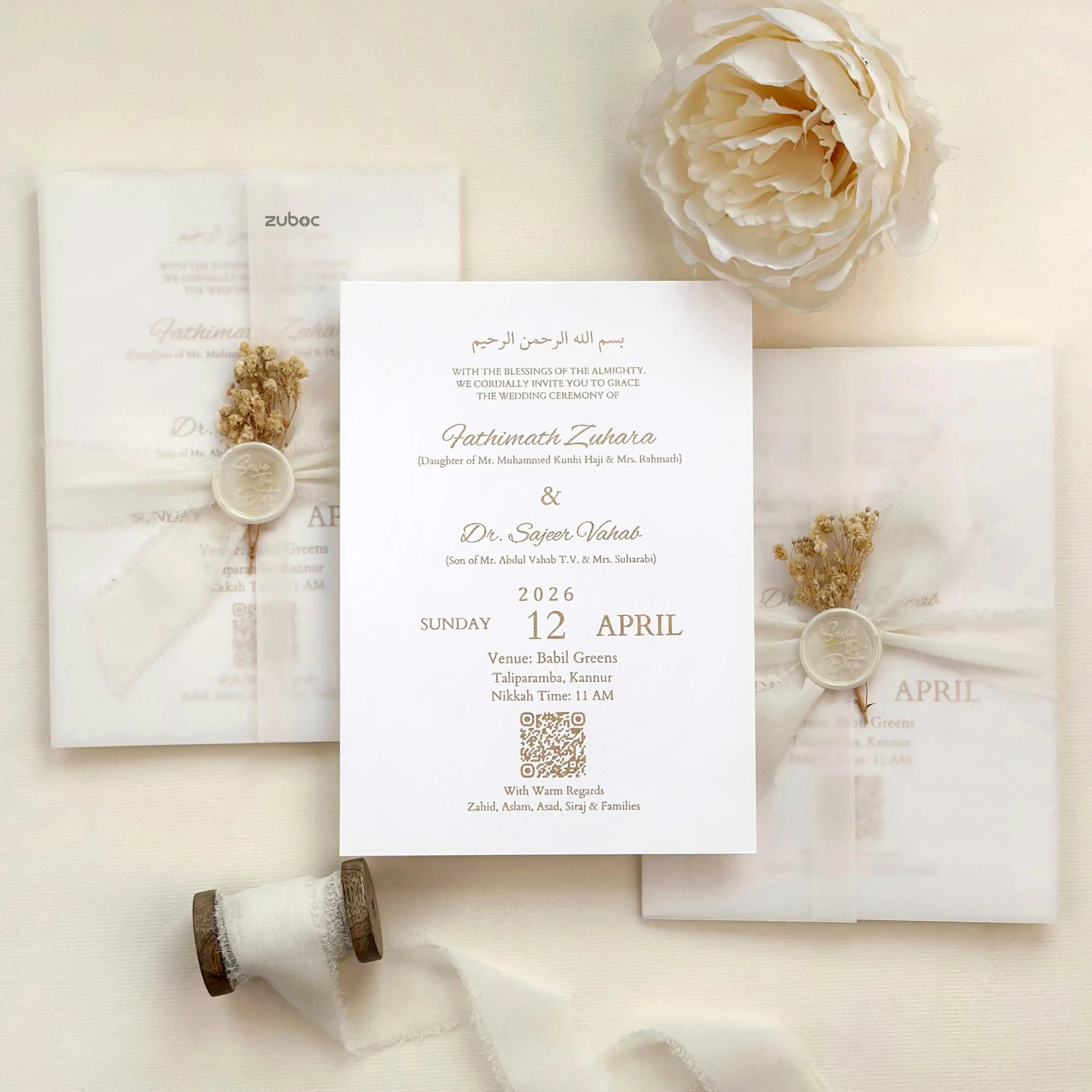 Vintage Blooms Wedding Invitation Suites (Set of 50)