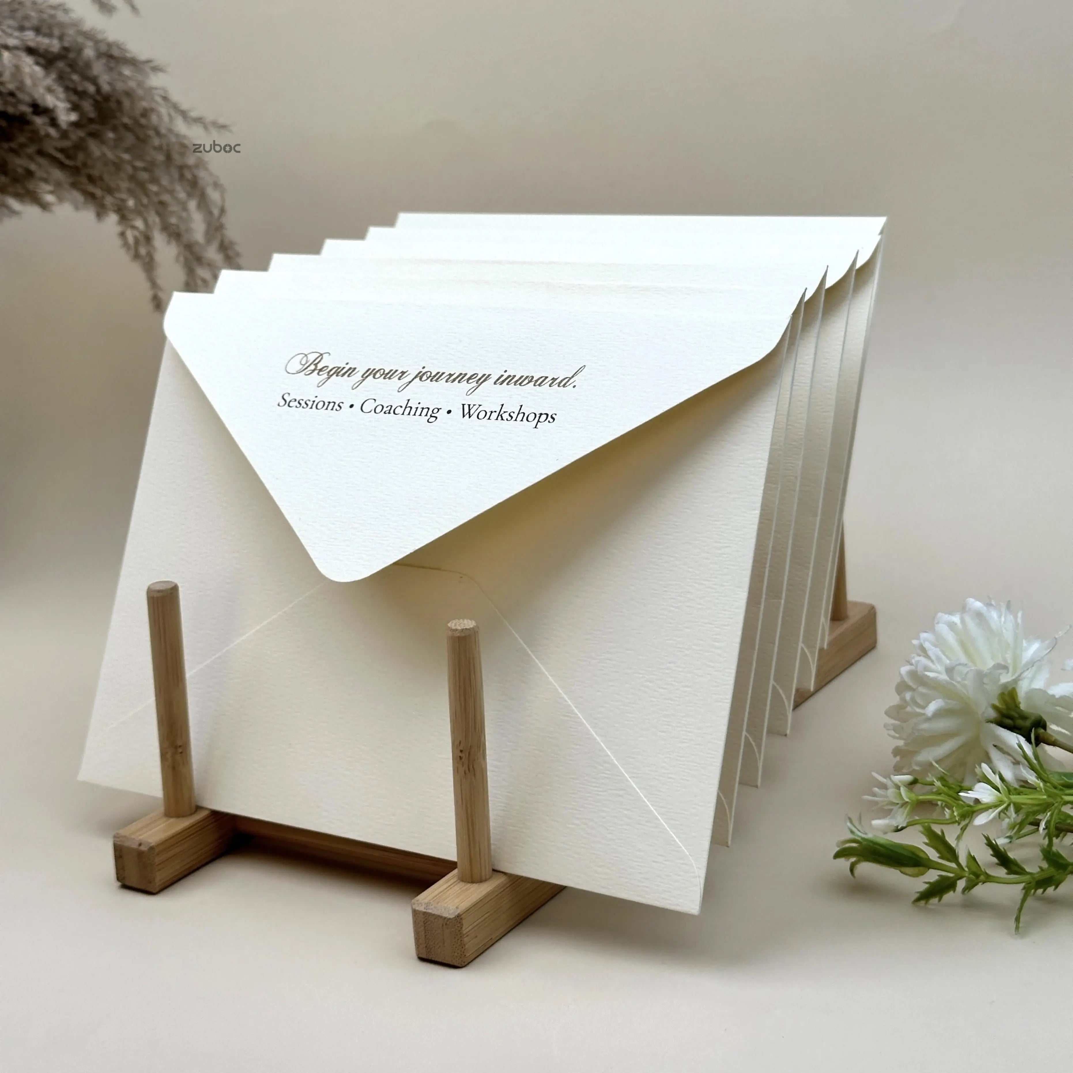 Cream envelope close-up front view for wedding invitations