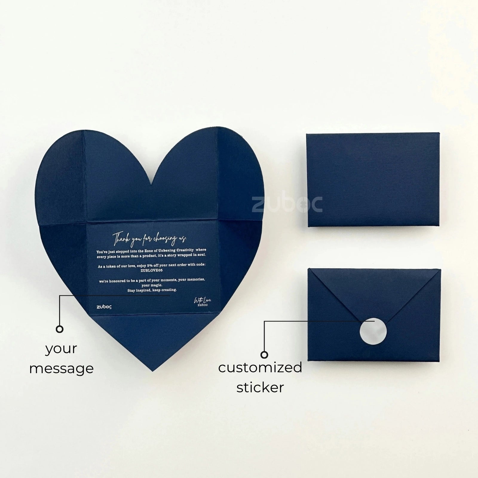 Heart Envelope with Custom "Thank You" Note (set of 50)