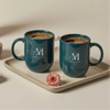 Custom Minimalist Ceramic Couple Mug - Personalized Couple Name Engraving