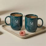 Custom Minimalist Ceramic Couple Mug - Personalized Couple Name Engraving