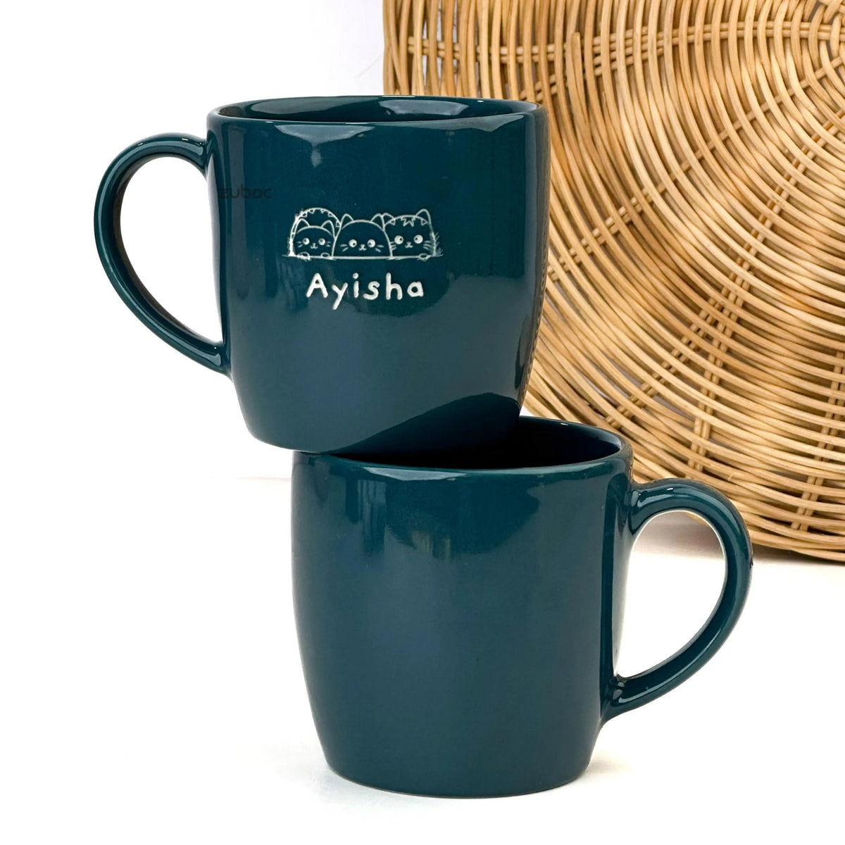 Personalized Ceramic Mini -Cute Mug/For Gifting-Teal Blue