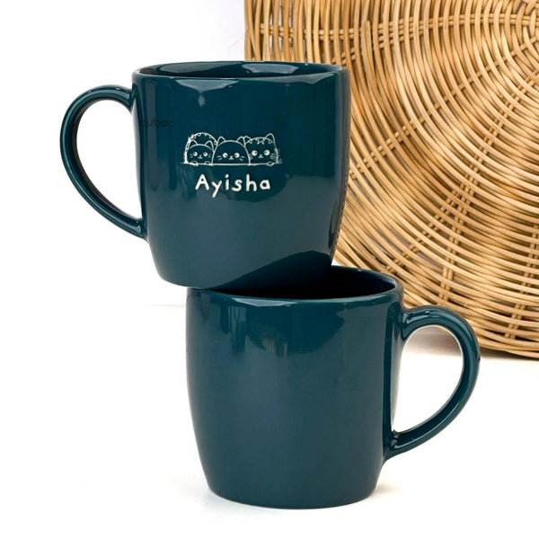 Personalized Ceramic Mini -Cute Mug/For Gifting-Teal Blue