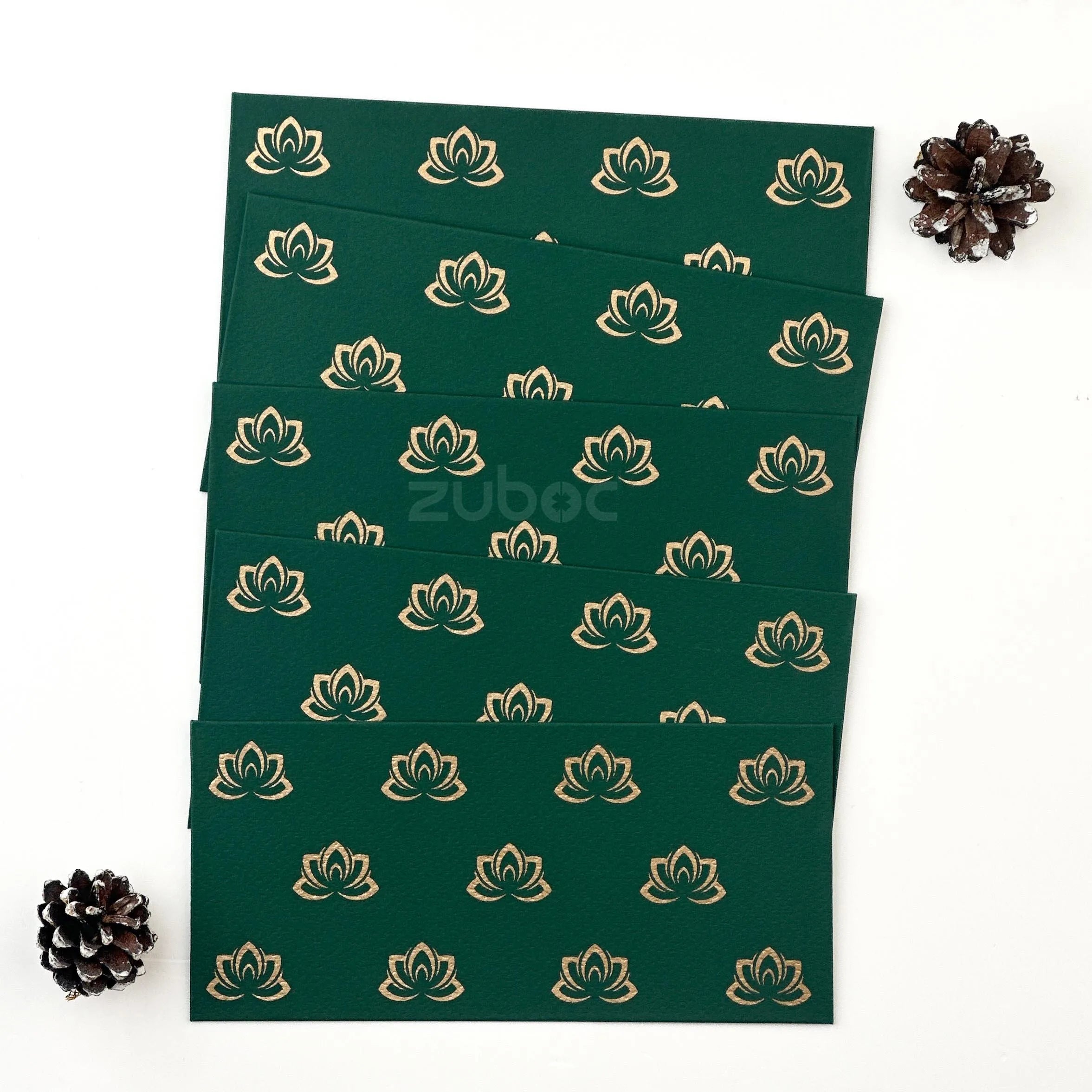 Green Lotus Money / Shagun Diwali Envelope (Set Of 5)