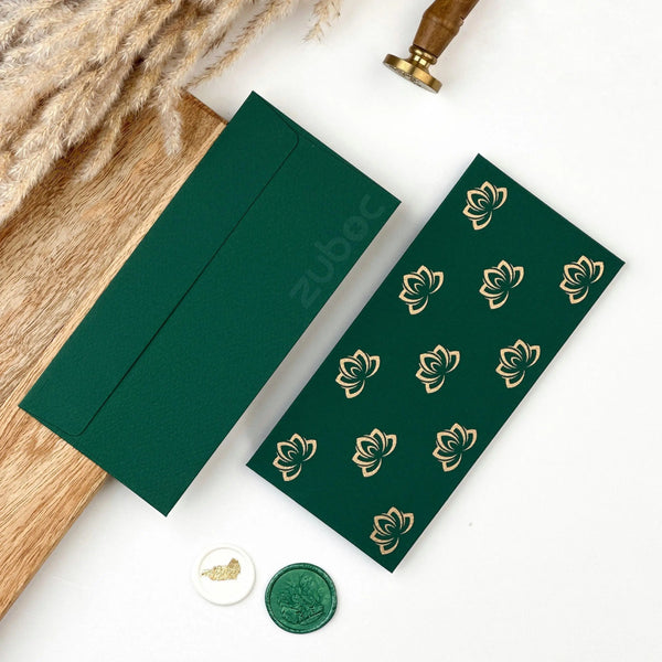 Green Lotus Money / Shagun Envelope (Set Of 5)