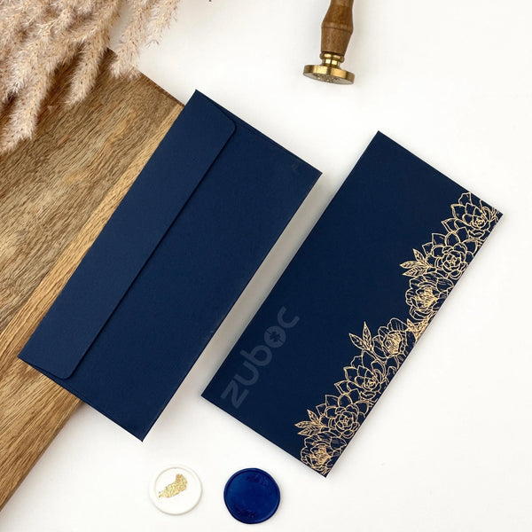 Navy Bloom Money / Shagun Envelope (Set of 5)