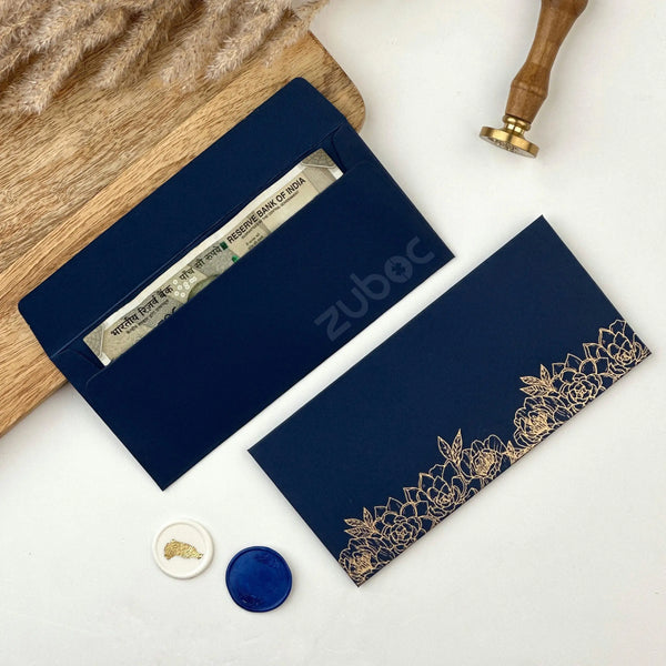 Navy Bloom Money / Shagun Envelope (Set of 5)