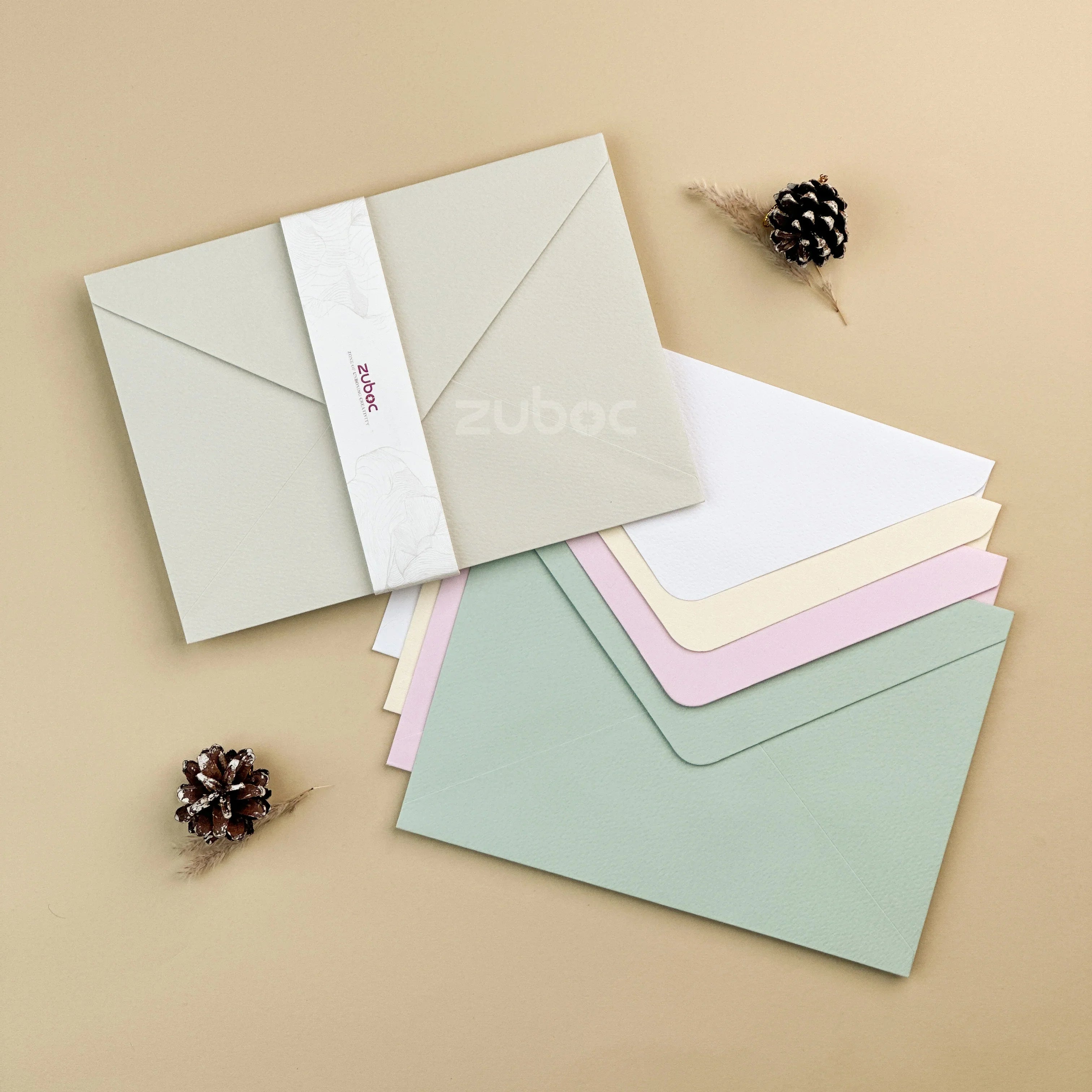 Dream standard envelopes set of 5 in pastel mix from Zuboc ? premium textured paper, perfect for gifting, weddings, and craft projects-1