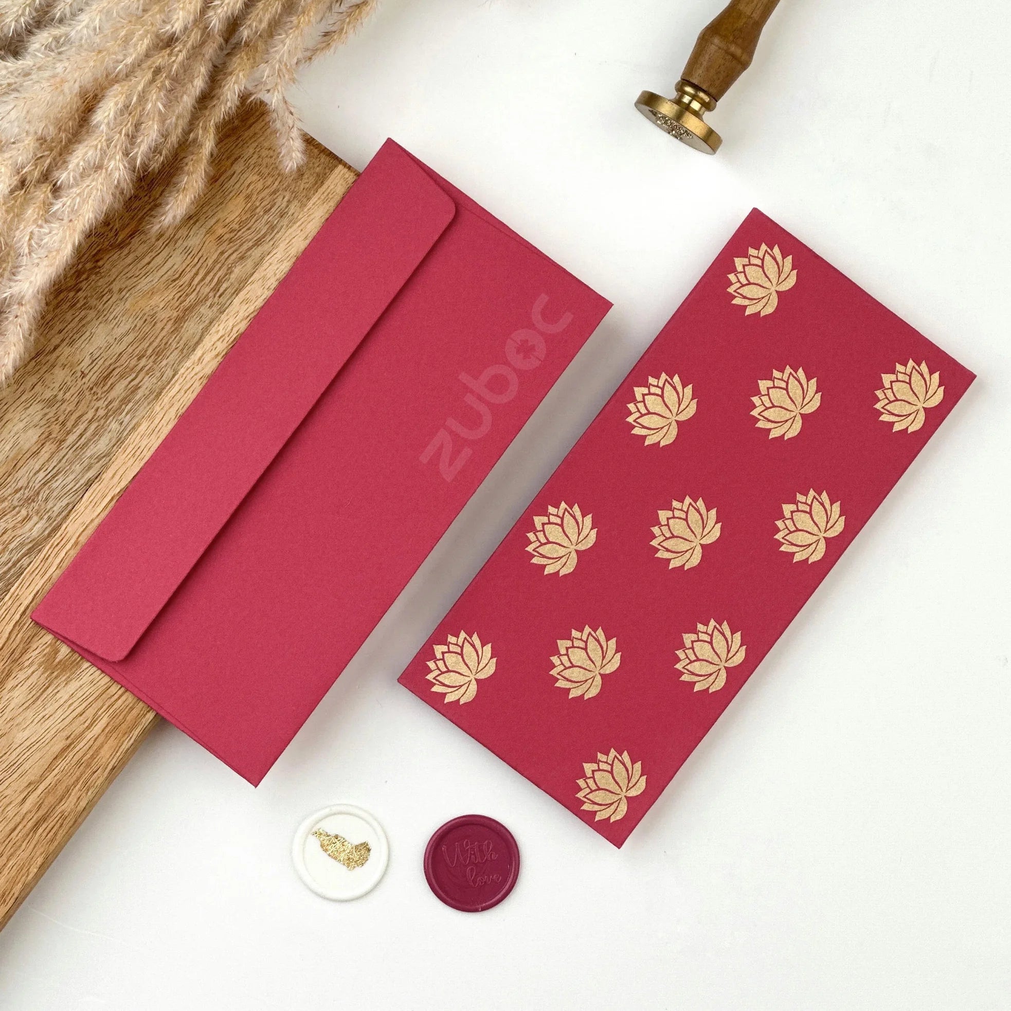 Emerald Lotus Money / Shagun Diwali Envelope (Set of 5)