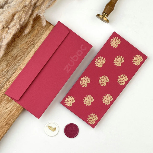 Emerald Lotus Money / Shagun Envelope (Set of 5)