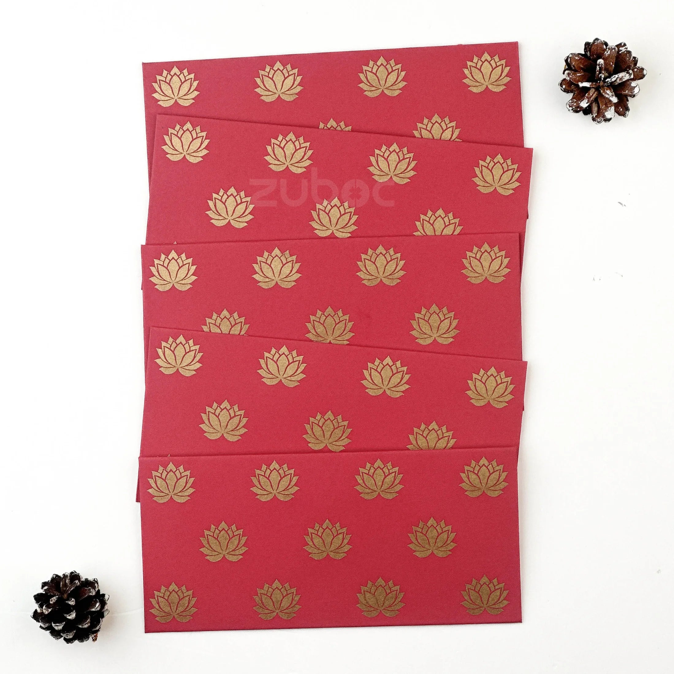 Emerald Lotus Money / Shagun Diwali Envelope (Set of 5)