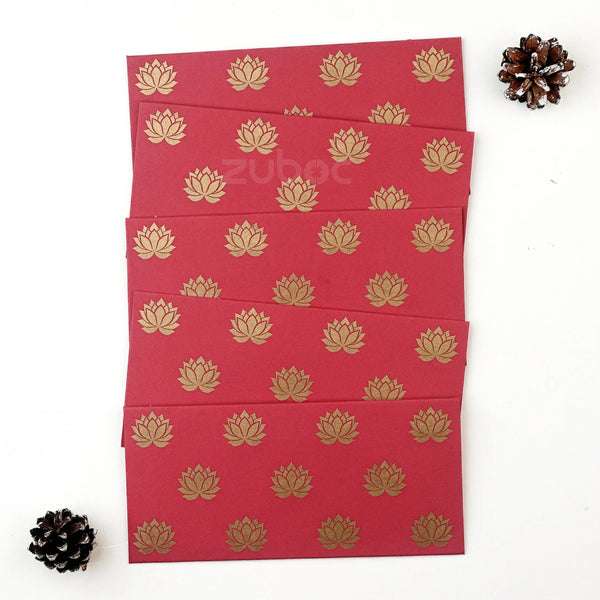 Emerald Lotus Money / Shagun Envelope (Set of 5)