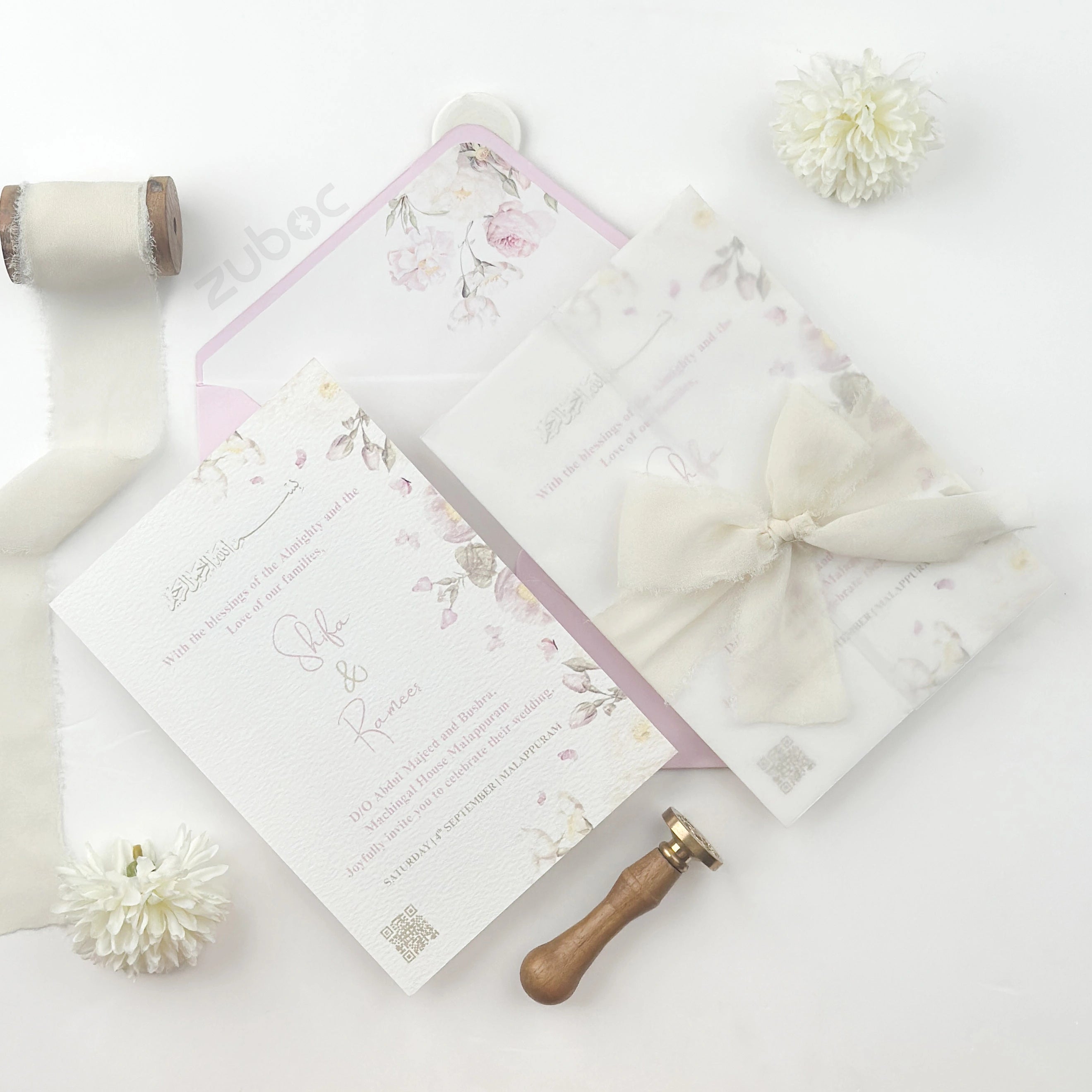 Floral blush Wedding Suites (Set of 50)