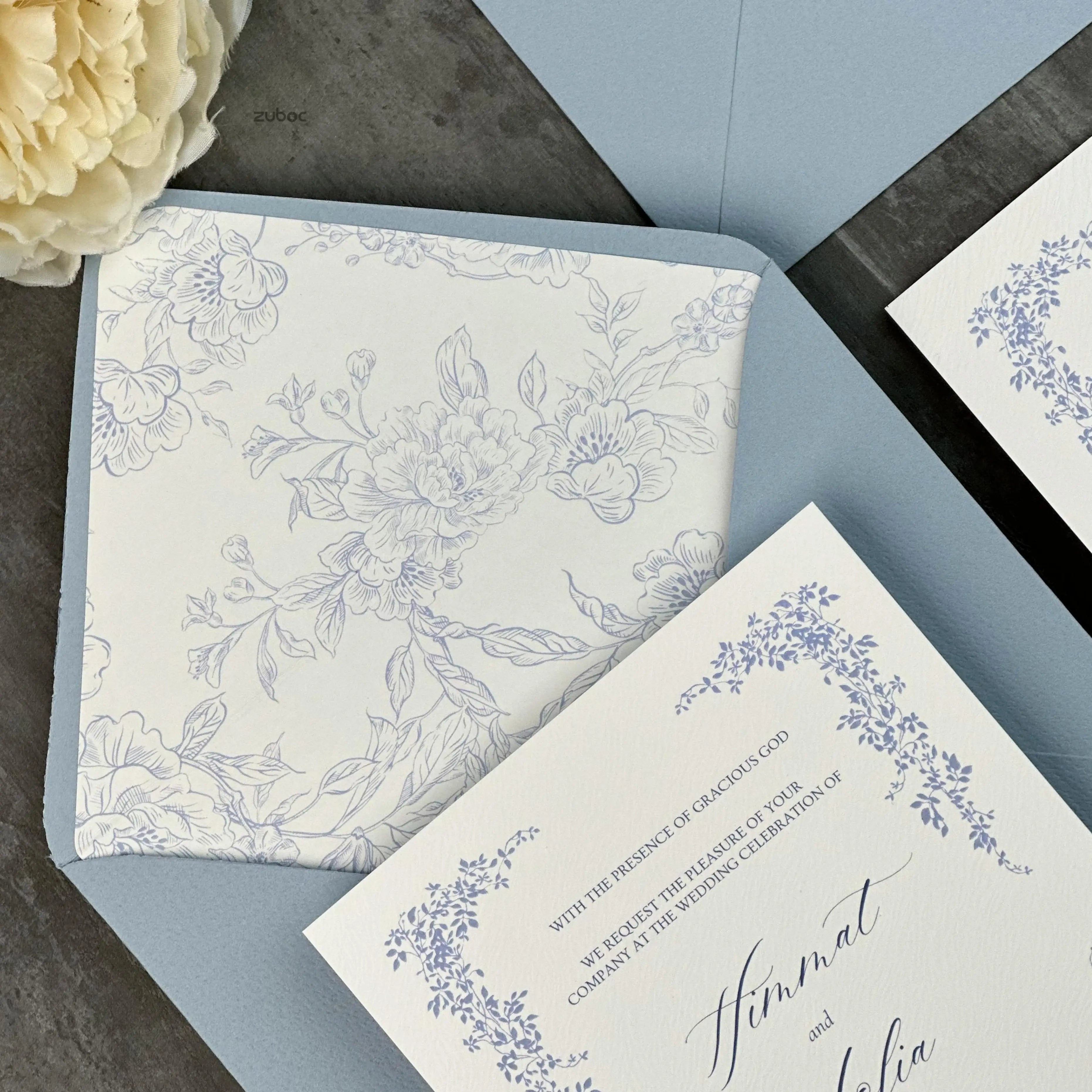 Customized Floral Whisper Wedding Invitation Suites (Set of 50)