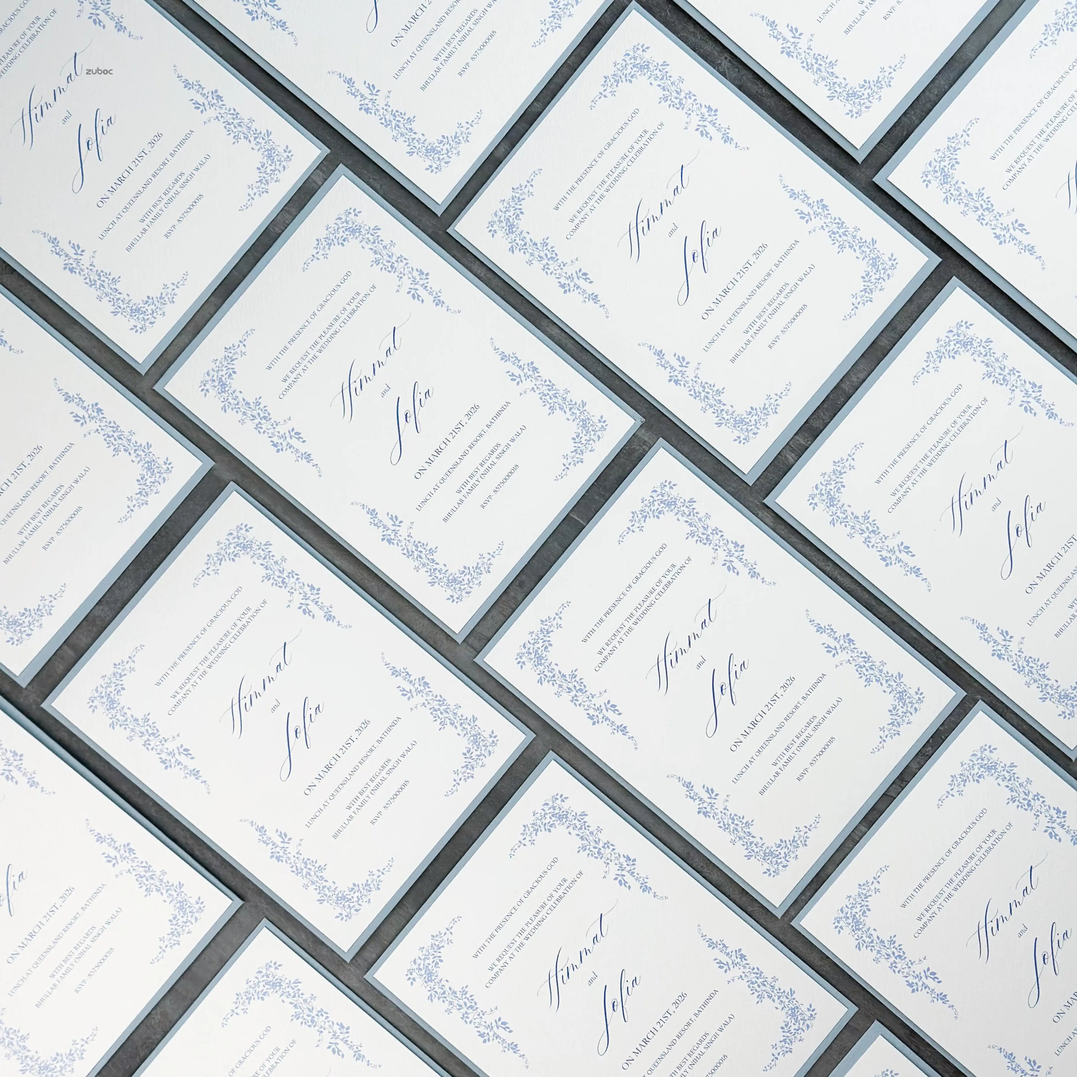 Customized Floral Whisper Wedding Invitation Suites (Set of 50)