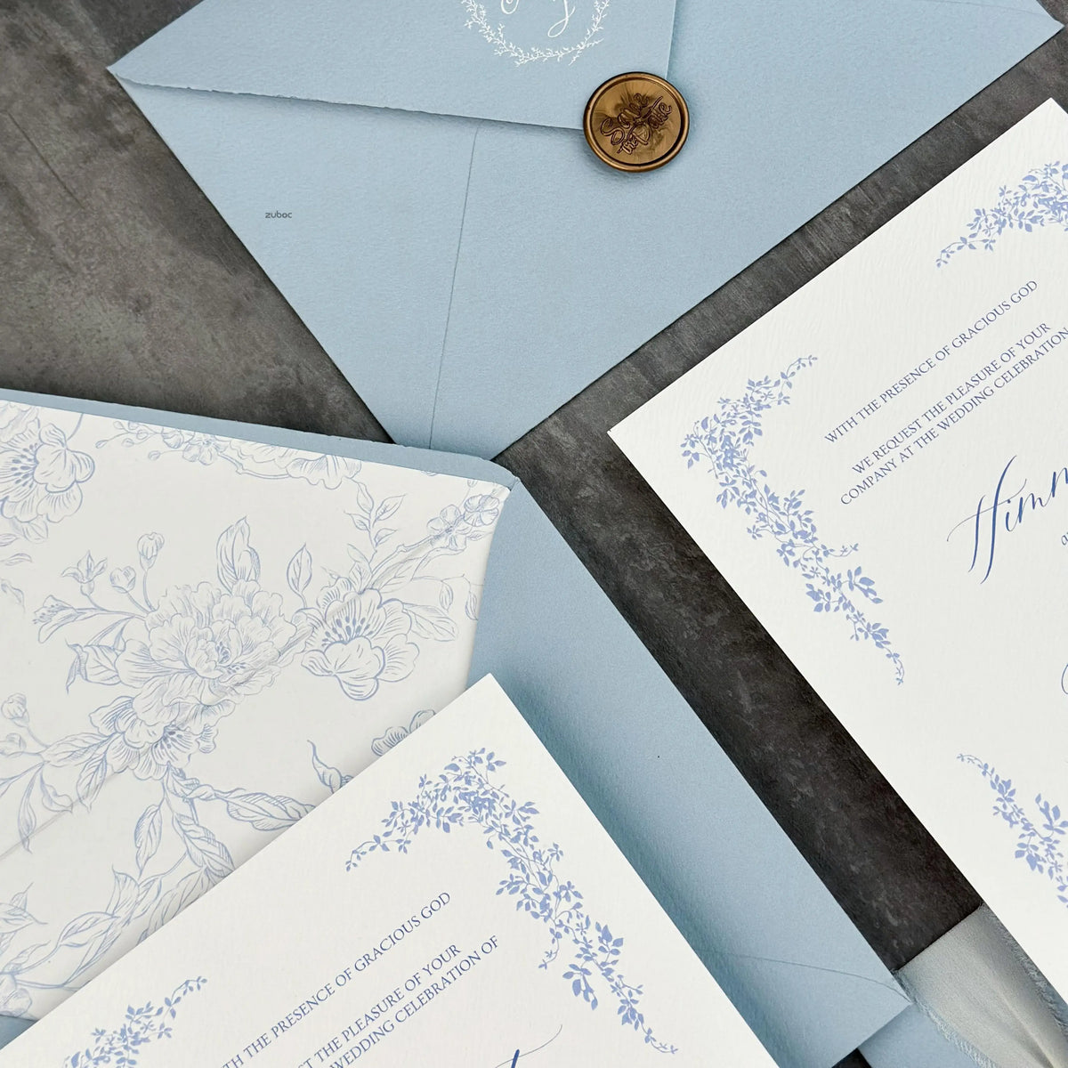 The Floral Cascade Wedding Invitation Suites (Set of 50)