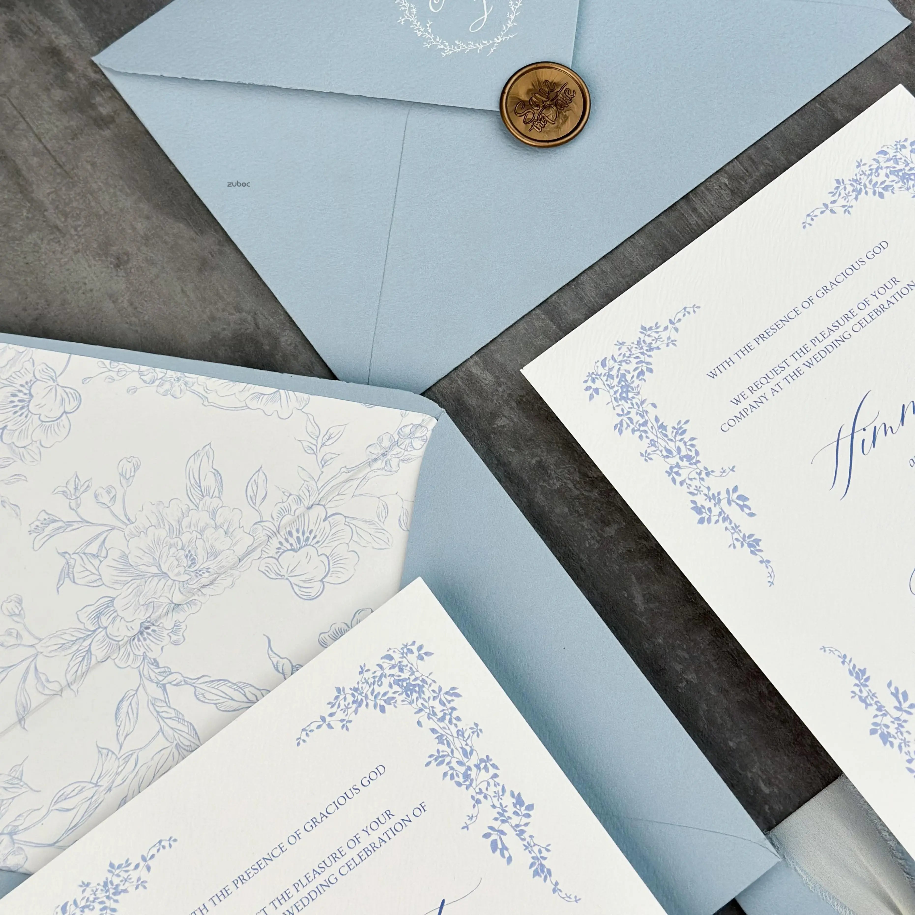 Customized Floral Whisper Wedding Invitation Suites (Set of 50)