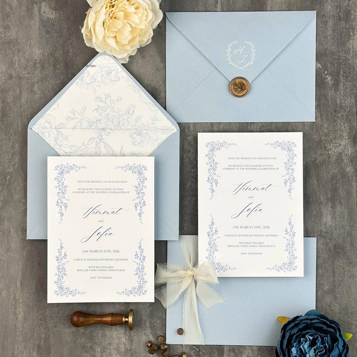 The Floral Cascade Wedding Invitation Suites (Set of 50)