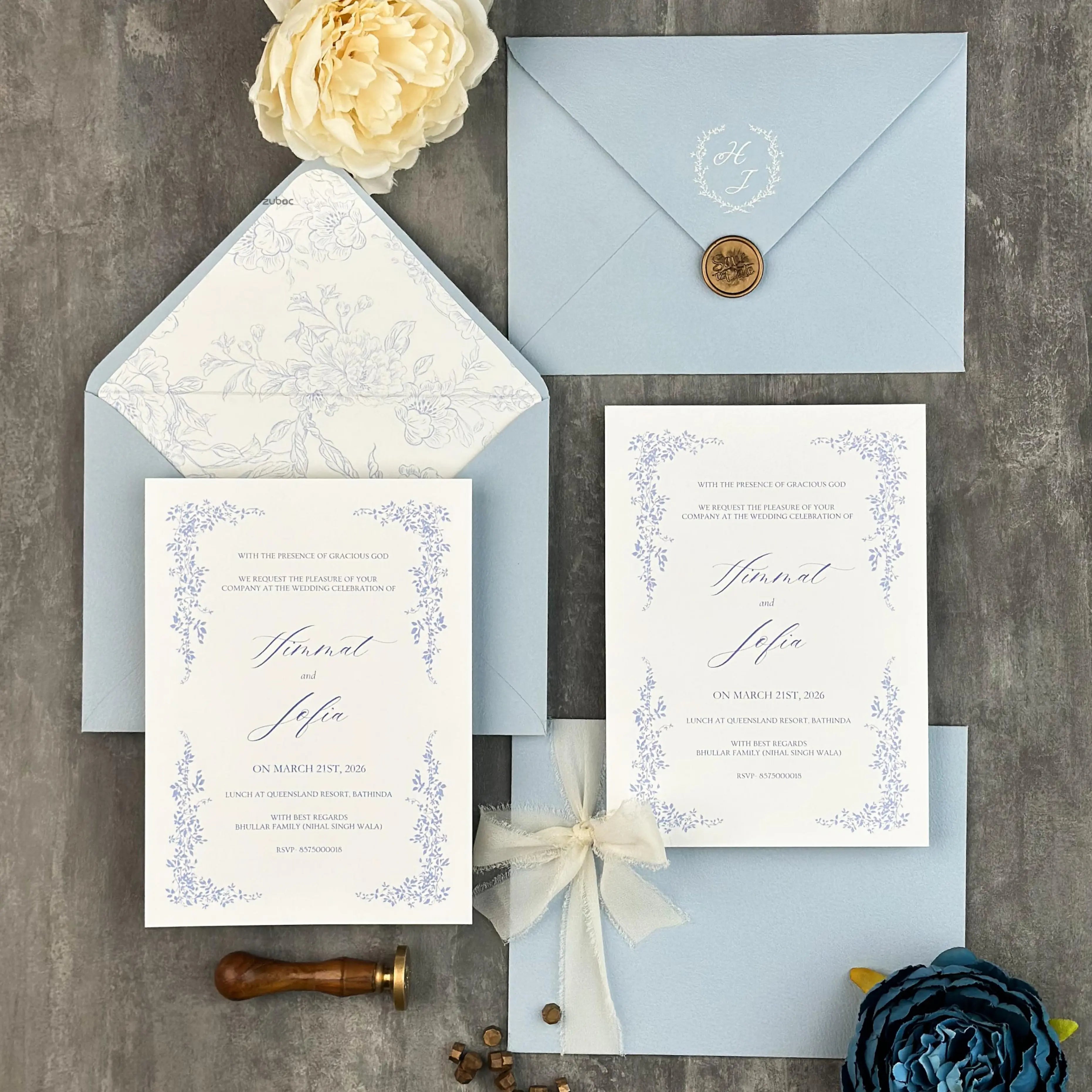 Customized Floral Whisper Wedding Invitation Suites (Set of 50)