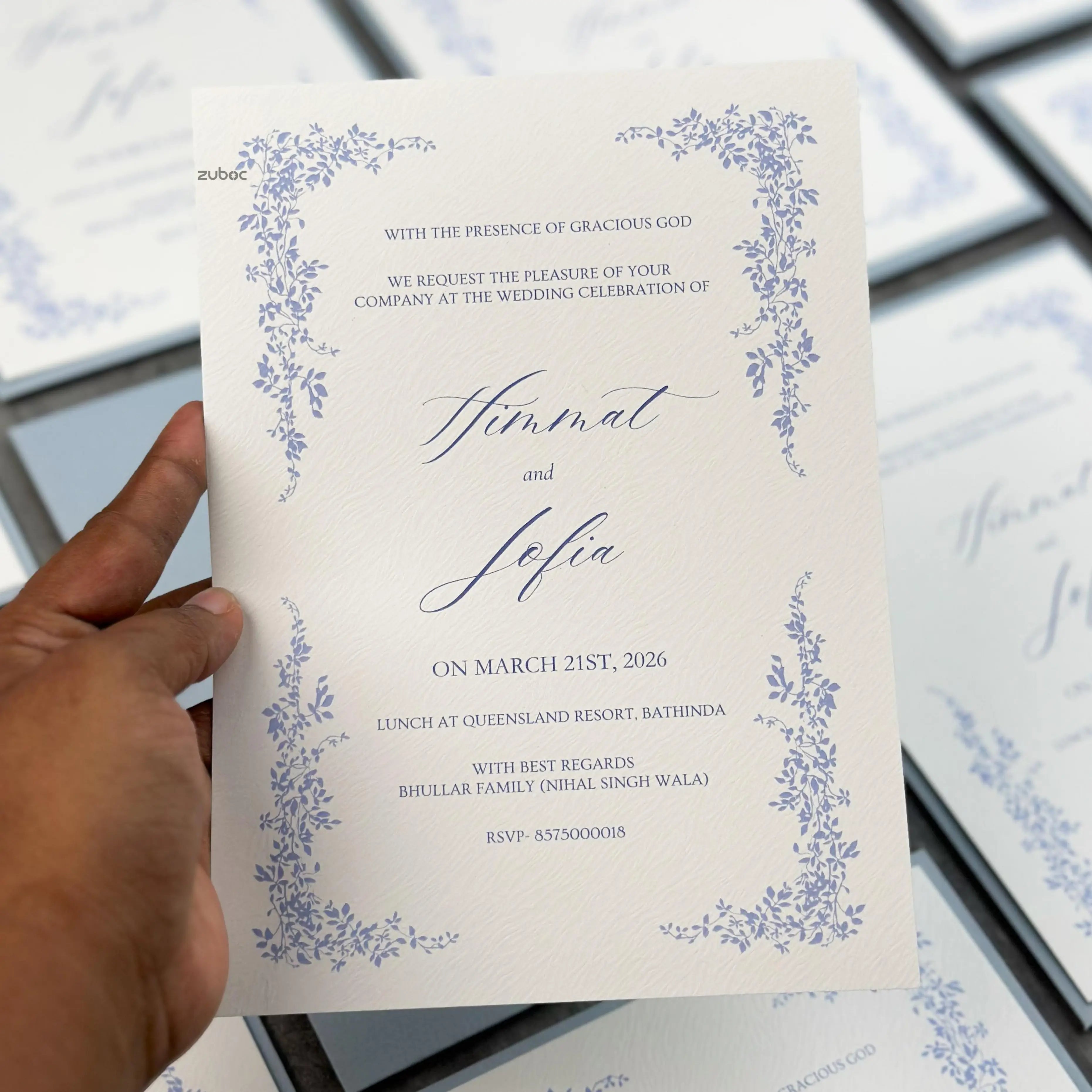 Customized Floral Whisper Wedding Invitation Suites (Set of 50)