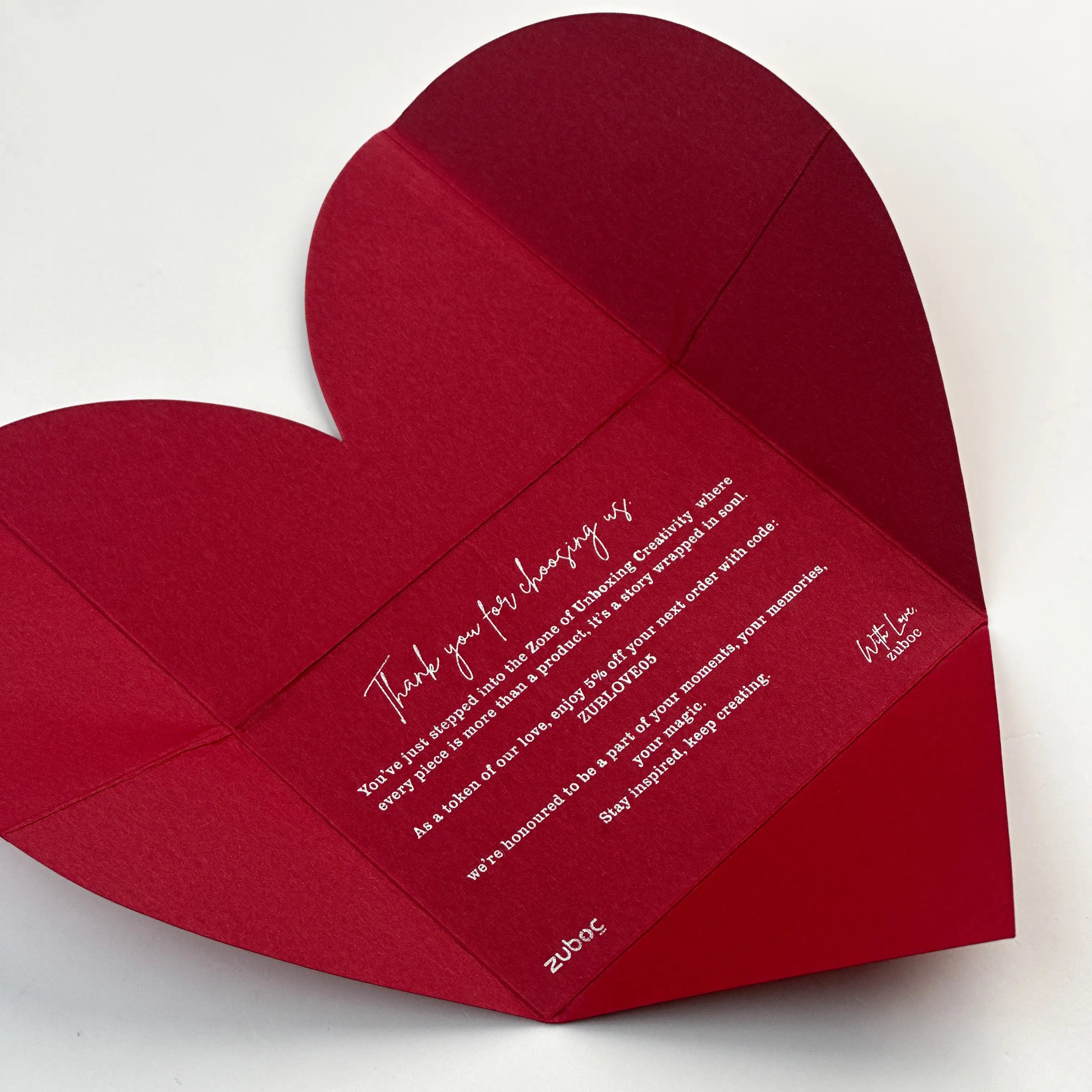 Heart Envelope with Custom "Thank You" Note (set of 50)