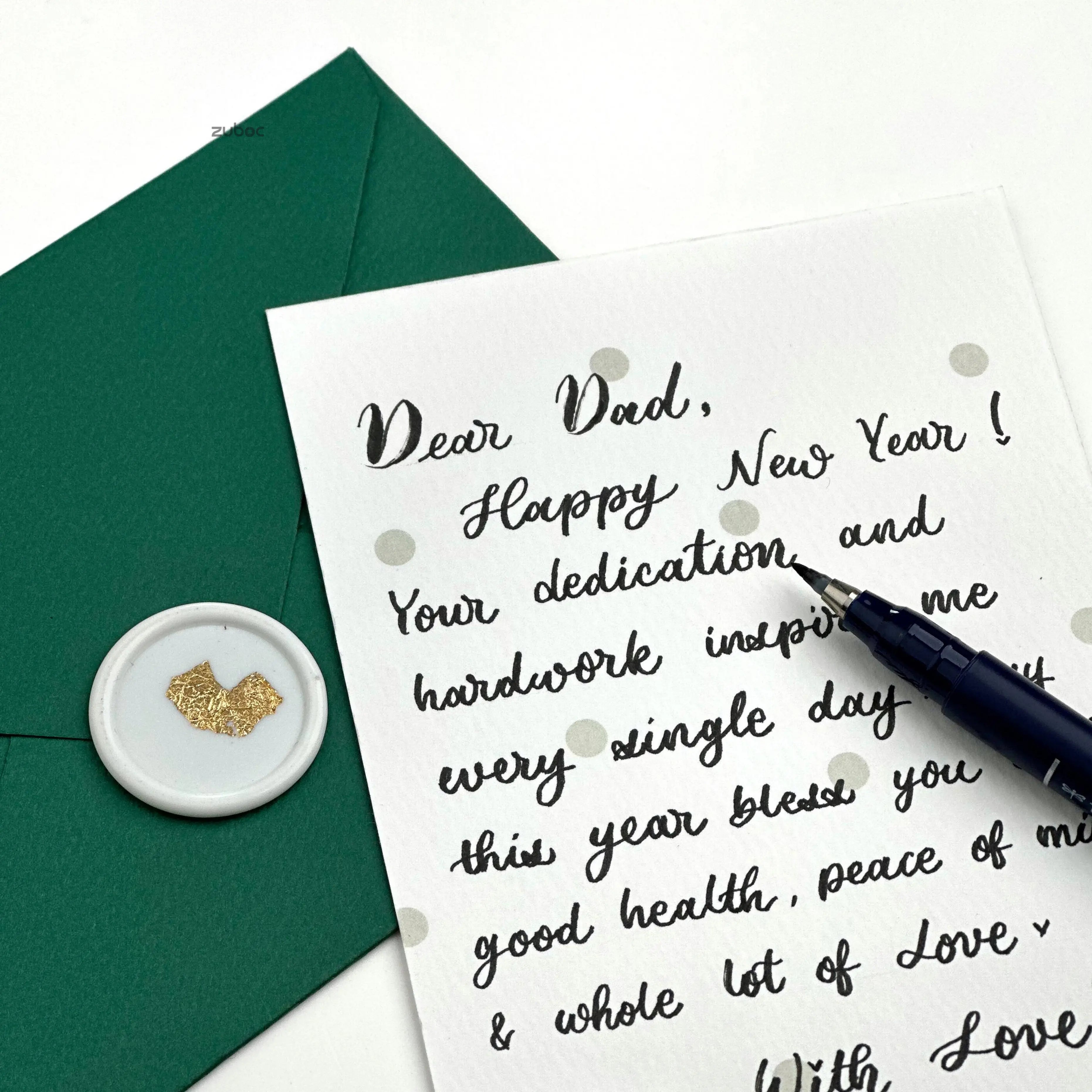 Handwritten Green Winter New Year Card