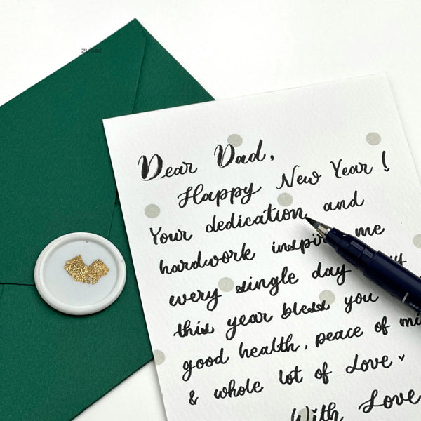 Handwritten Green Winter New Year Card