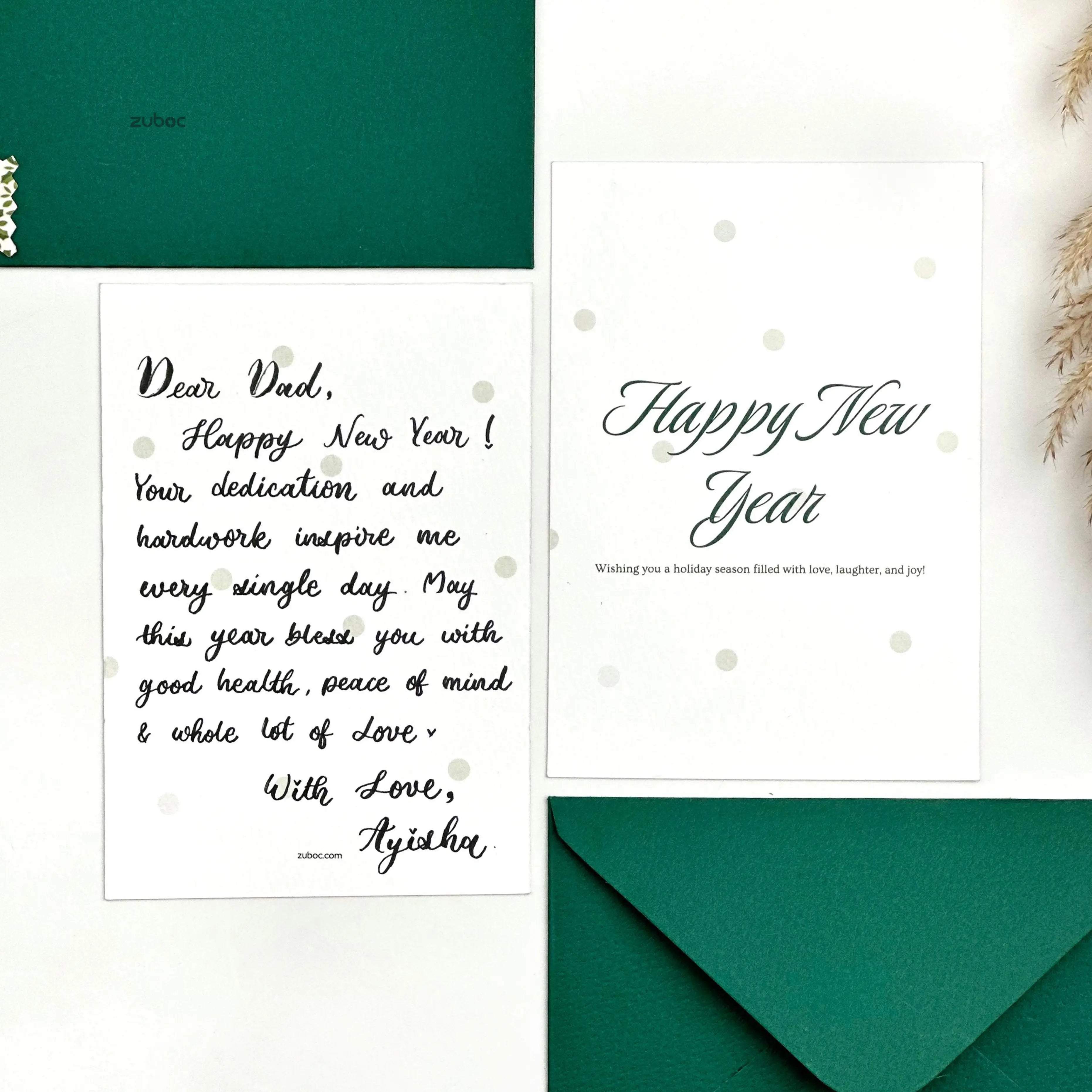 Handwritten Green Winter New Year Card
