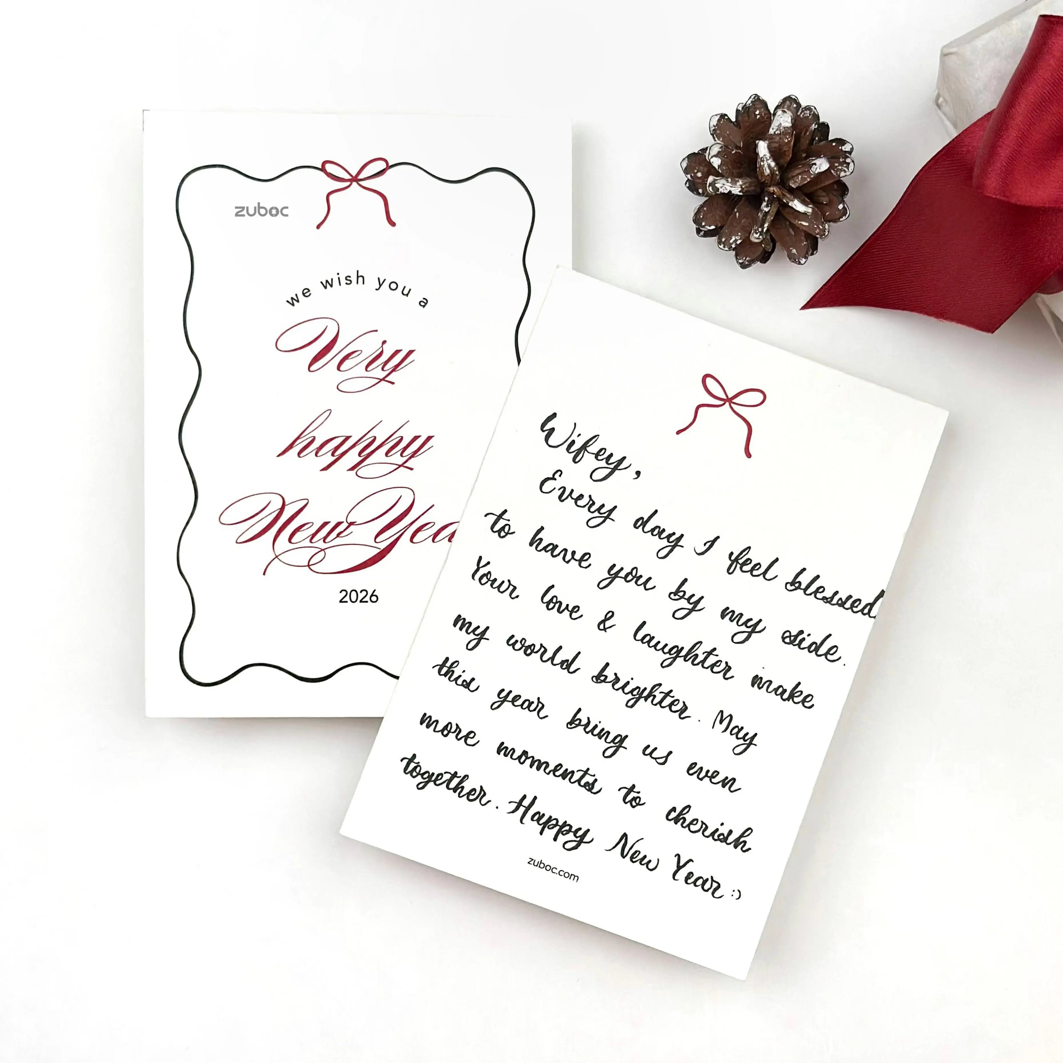 Handwritten Winter Crimson New Year Card