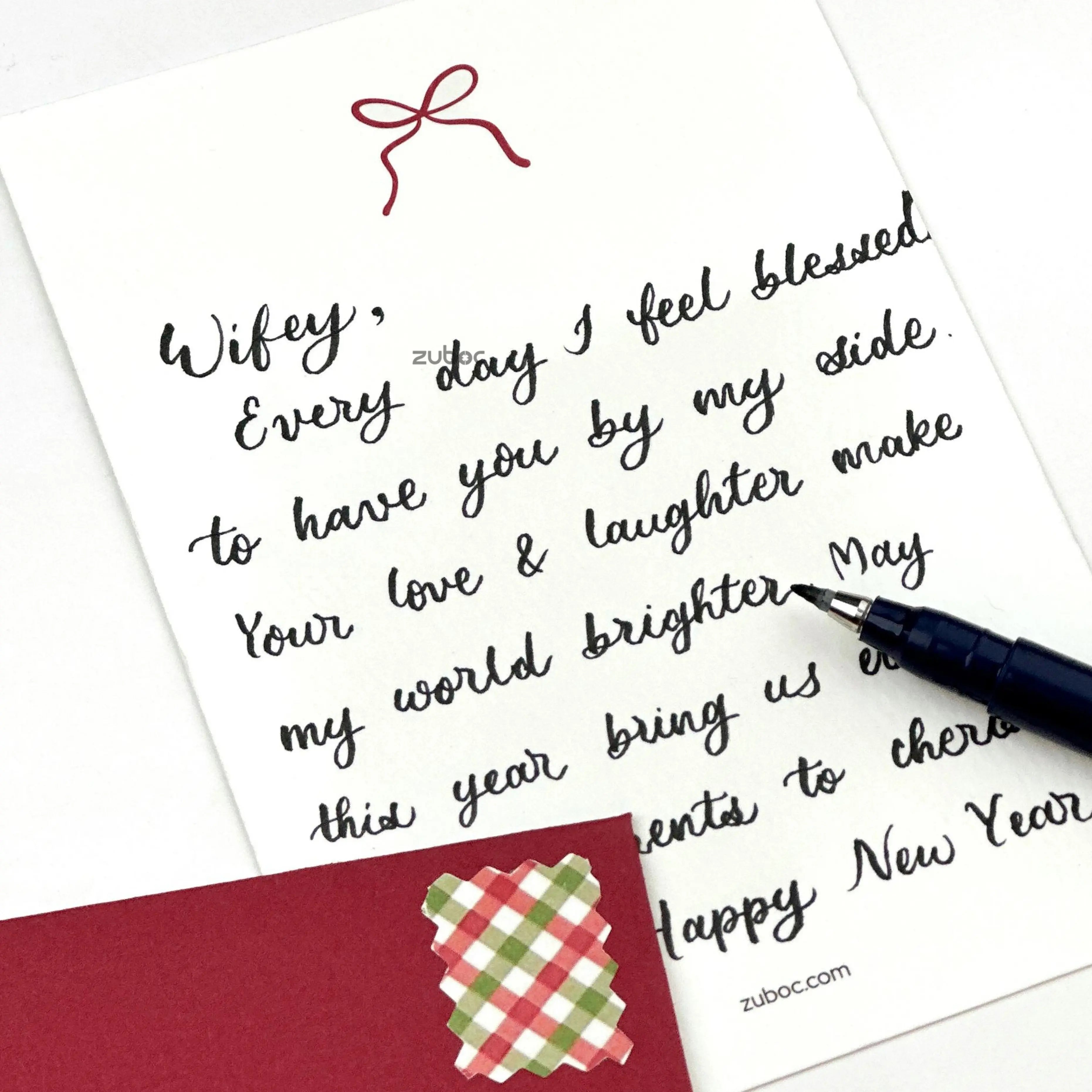 Handwritten Winter Crimson New Year Card