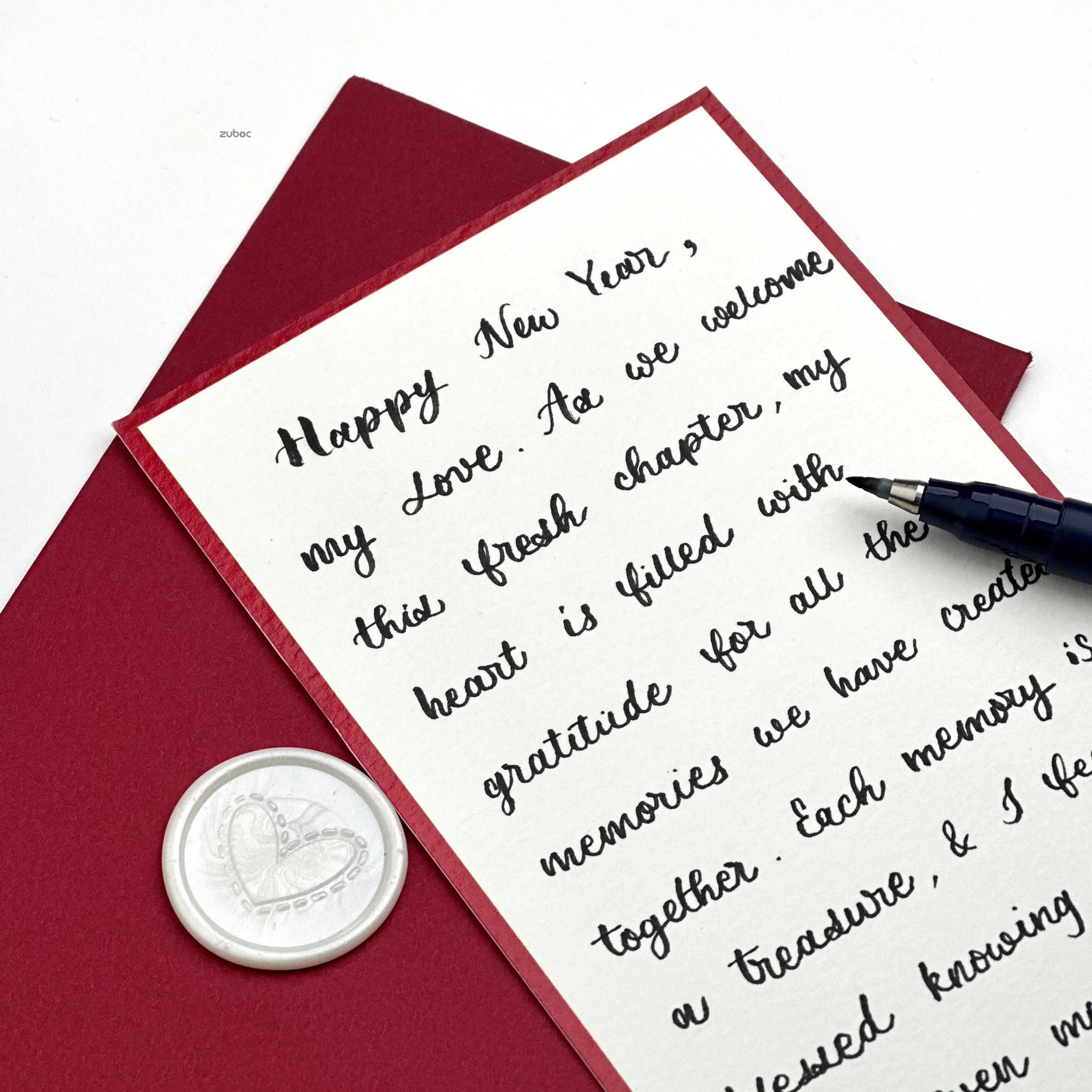 Handwritten Red Dawn New Year Card