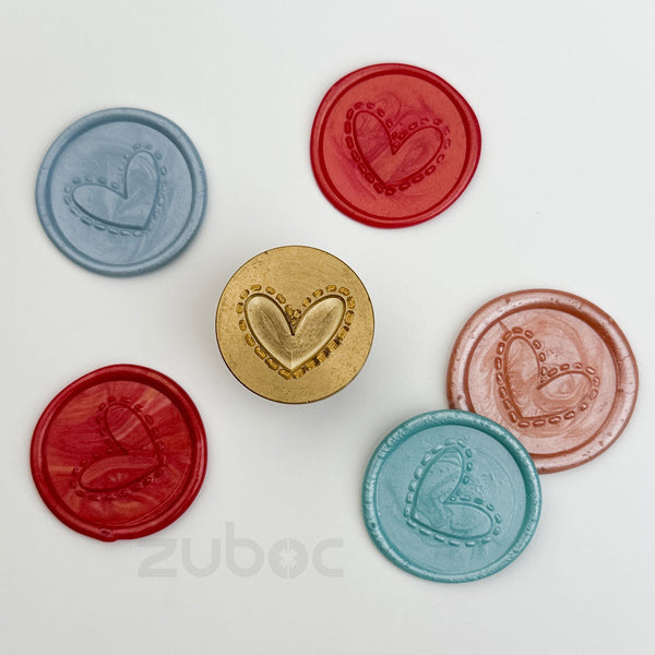 Heart-2  Wax Stamp with Wooden Handle