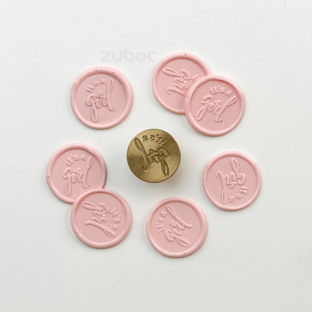 It's a Girl Wax Stamp with Wooden Handle