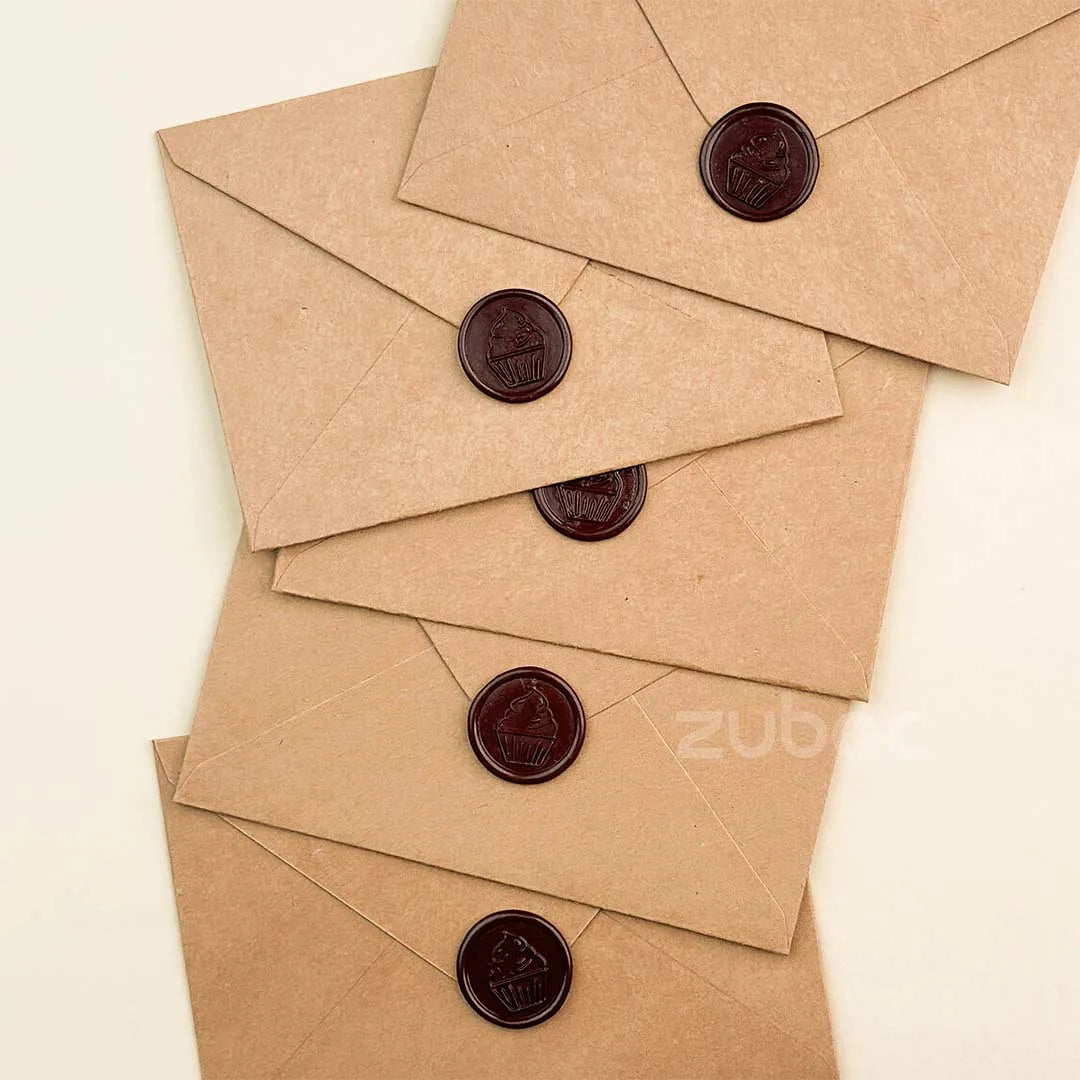 Kraft brown envelope and coffee wax seal set  perfect for gifting, invitations, and handmade decorating projects.
