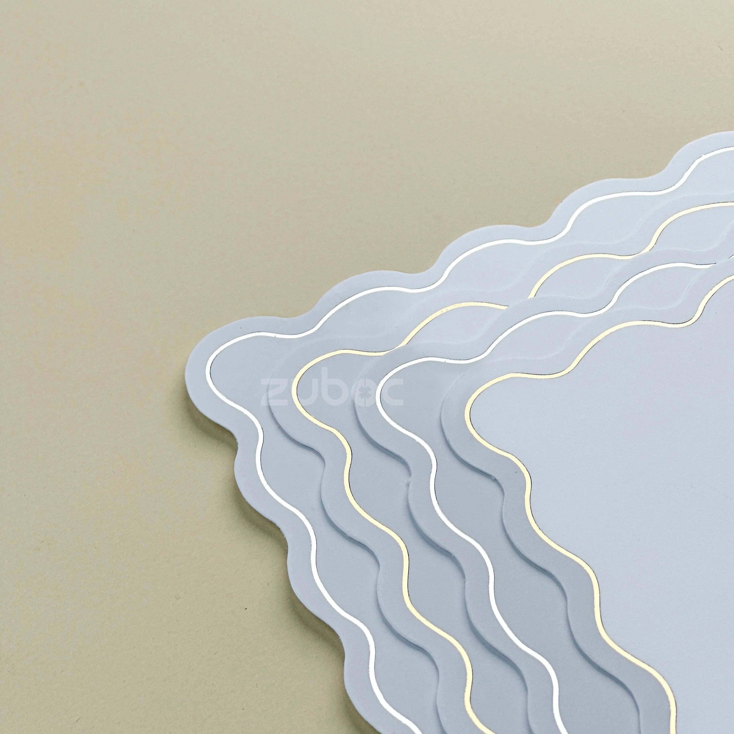 "Premium scalloped edge cards with metallic gold and silver wave borders, size 19?14 cm ? perfect for weddings, events, and luxury stationery-2