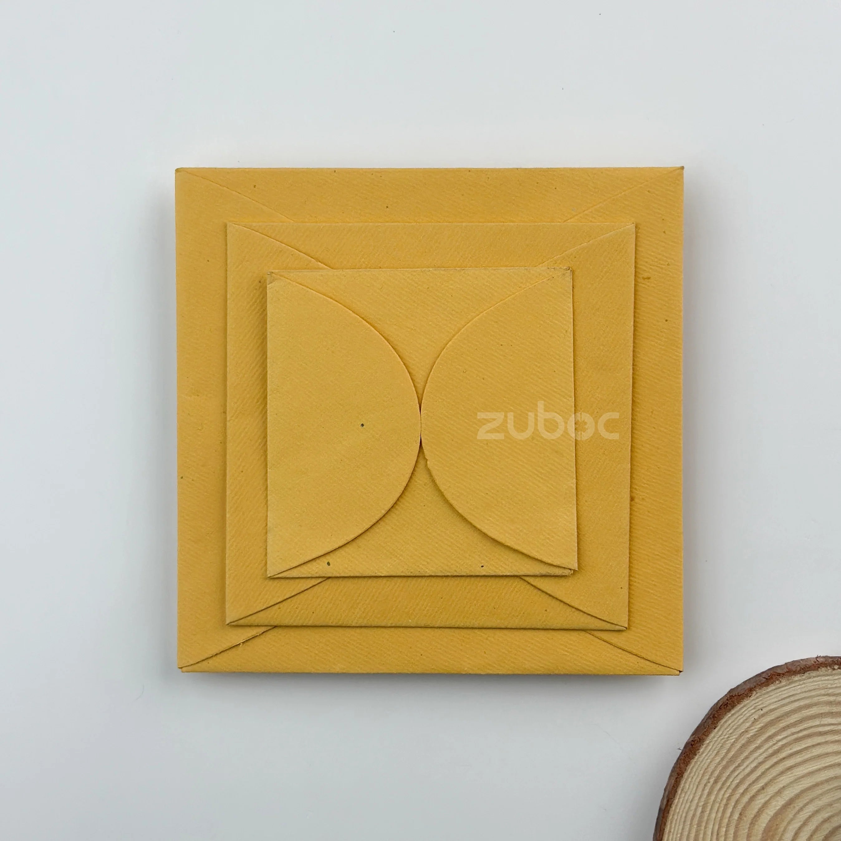 Mango Mirage semi-circle envelopes set of 3 in mango yellow from Zuboc ? premium textured paper, perfect for gifting, weddings, and craft projects-2
